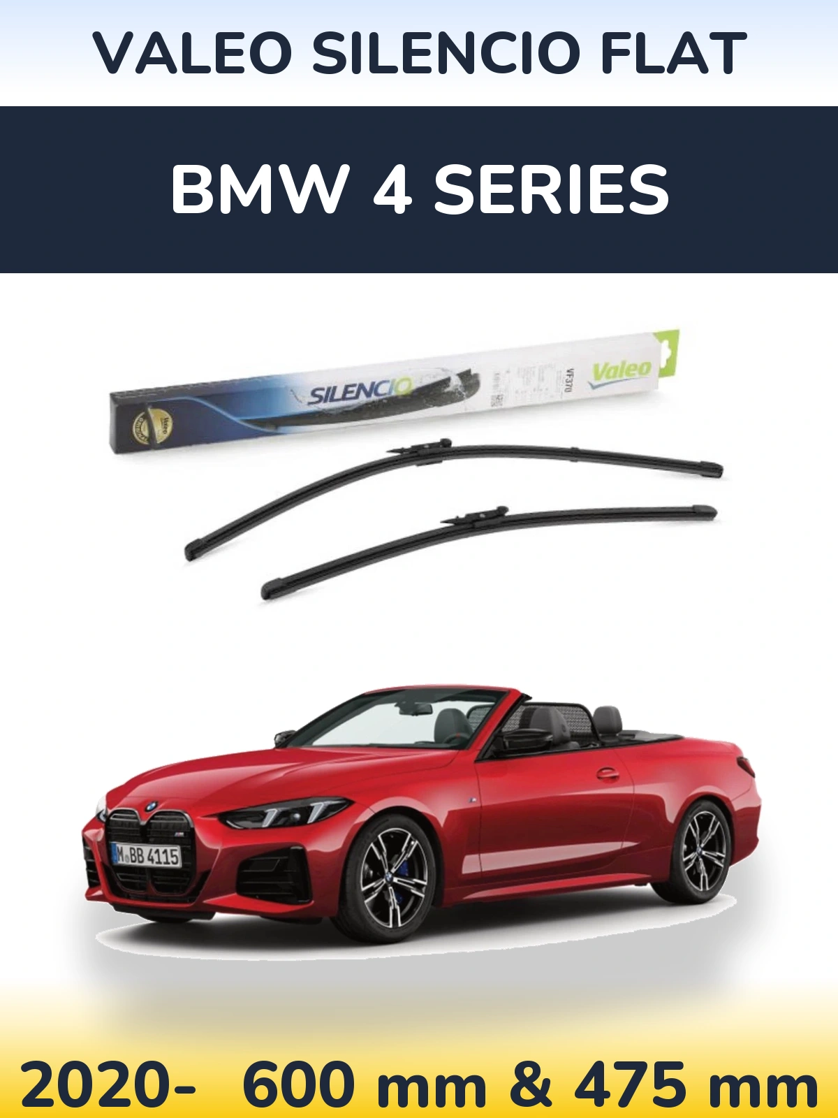 Комплект передних дворников Valeo Silencio Flat 600 & 475 мм для BMW 4 Series 2020-2026