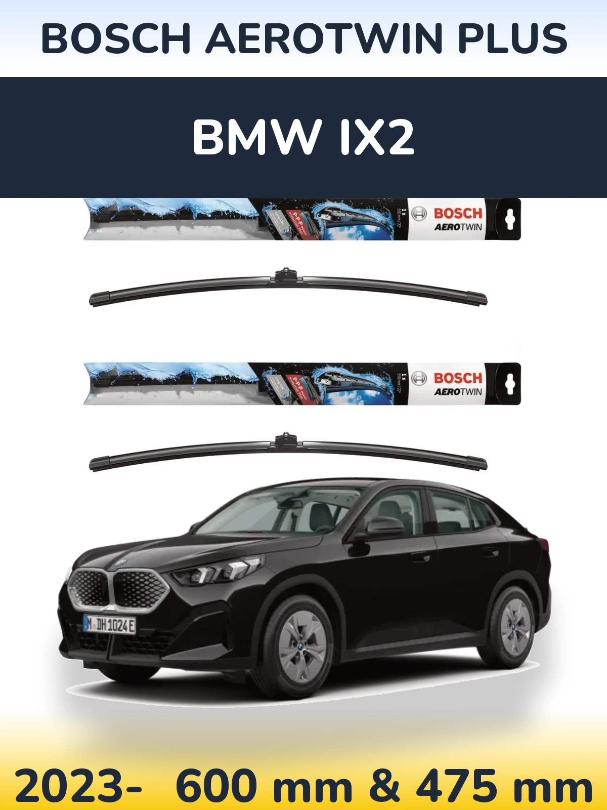 Комплект передних дворников BOSCH AeroTwin Plus 600 & 475 мм для BMW iX2 2023-2026