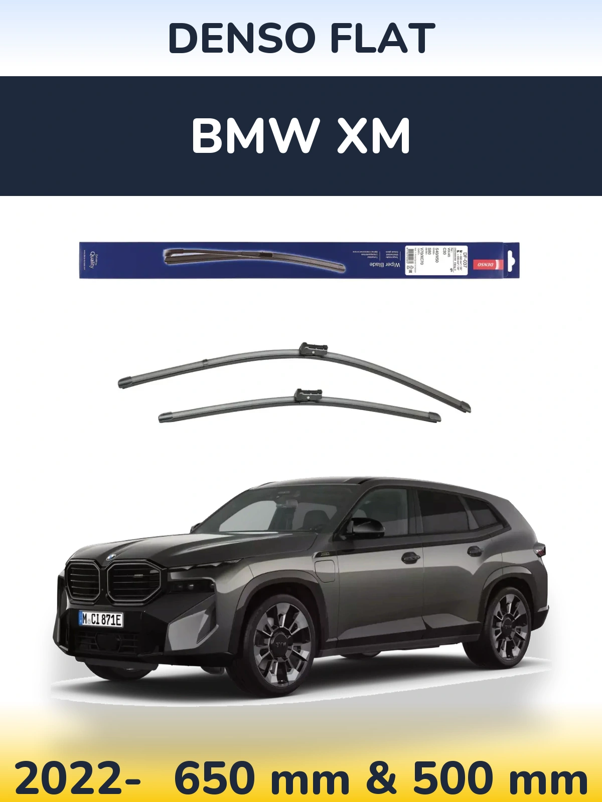 Komplet przednich wycieraczek Denso Flat 650 & 500 mm do BMW XM 2022-2026