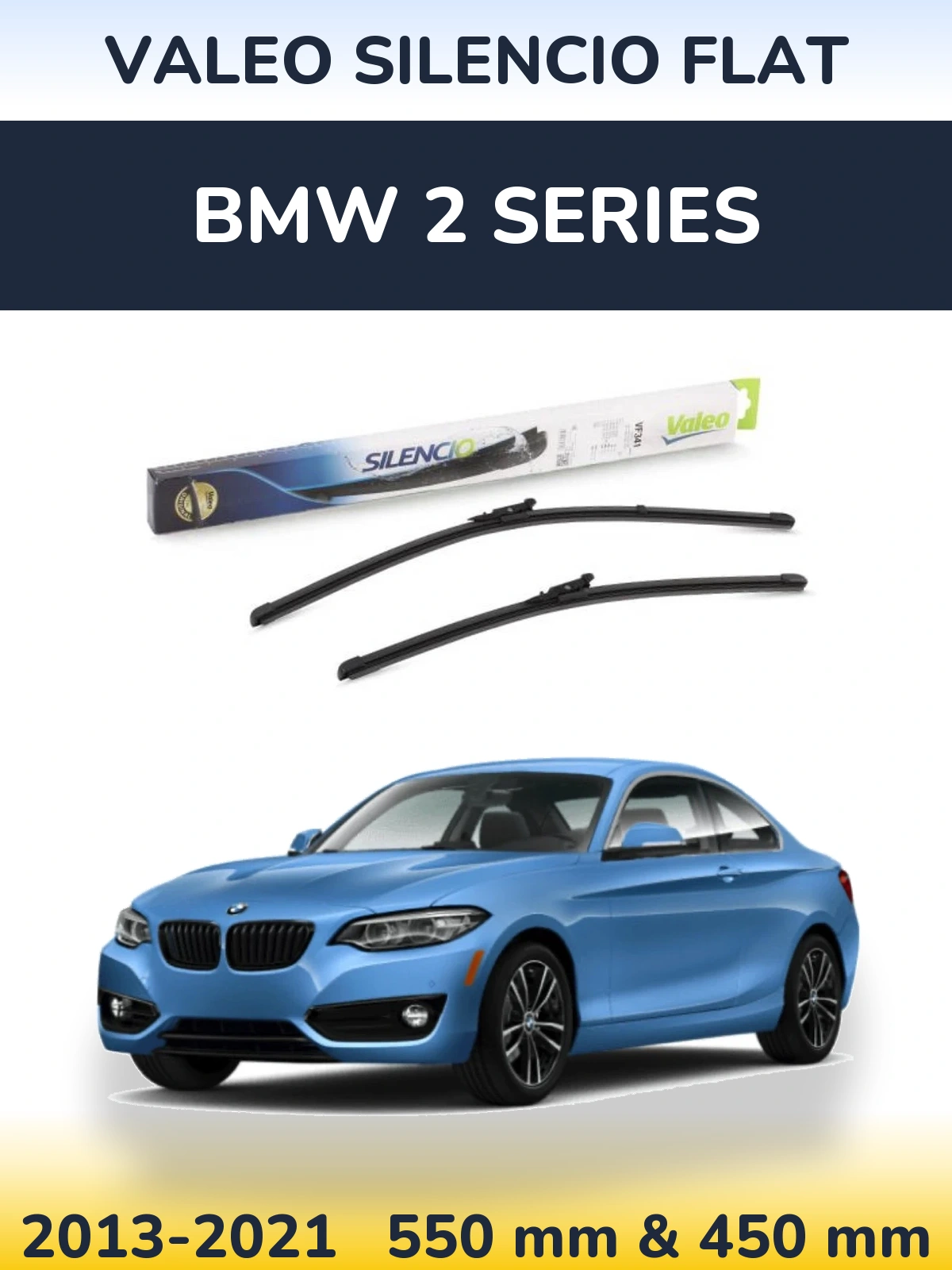 Комплект передних дворников Valeo Silencio Flat 550 & 450 мм для BMW 2 Series 2013-2021