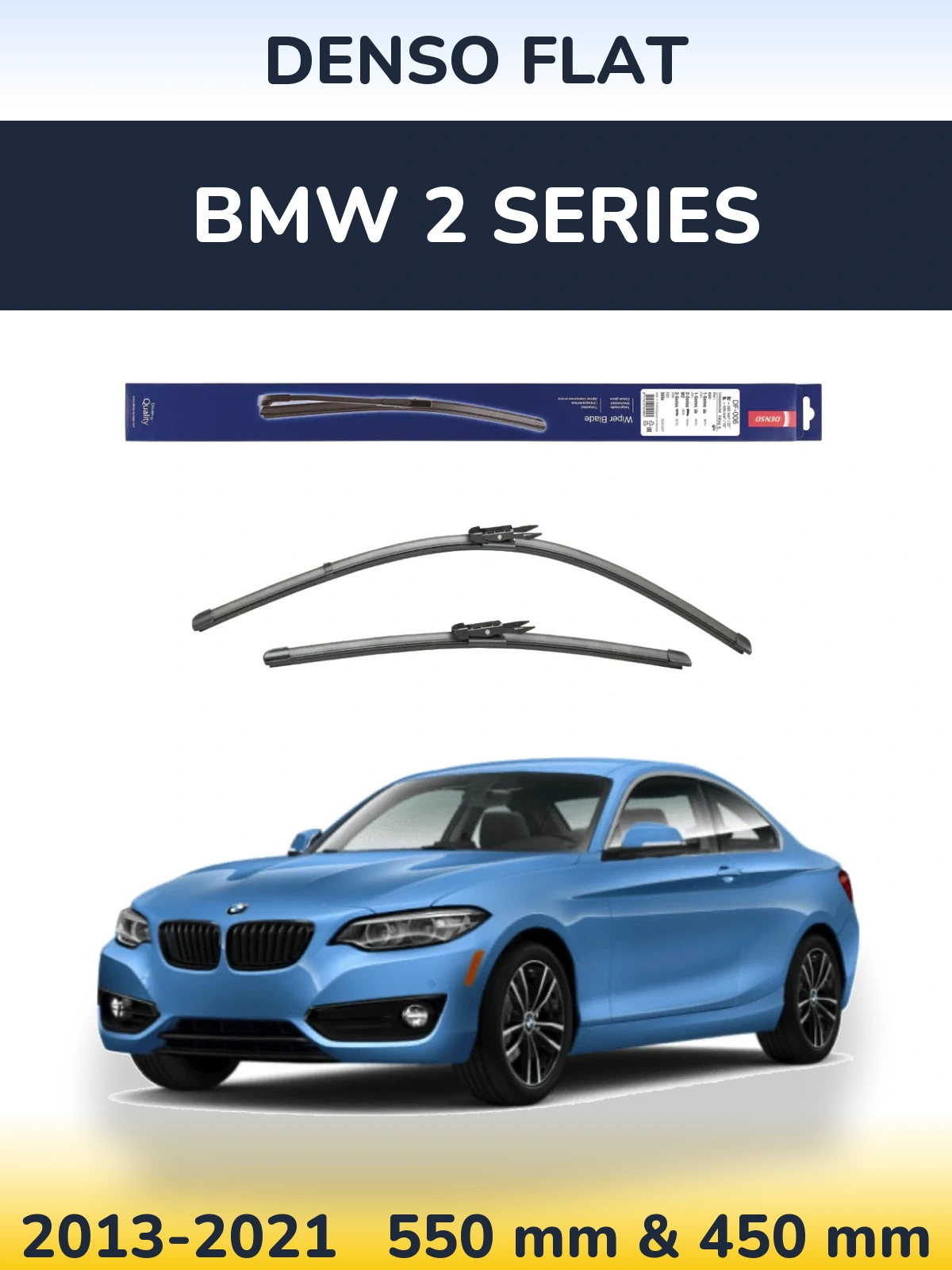 Комплект передніх щіток Denso Flat 550 & 450 мм для BMW 2 Series 2013-2021