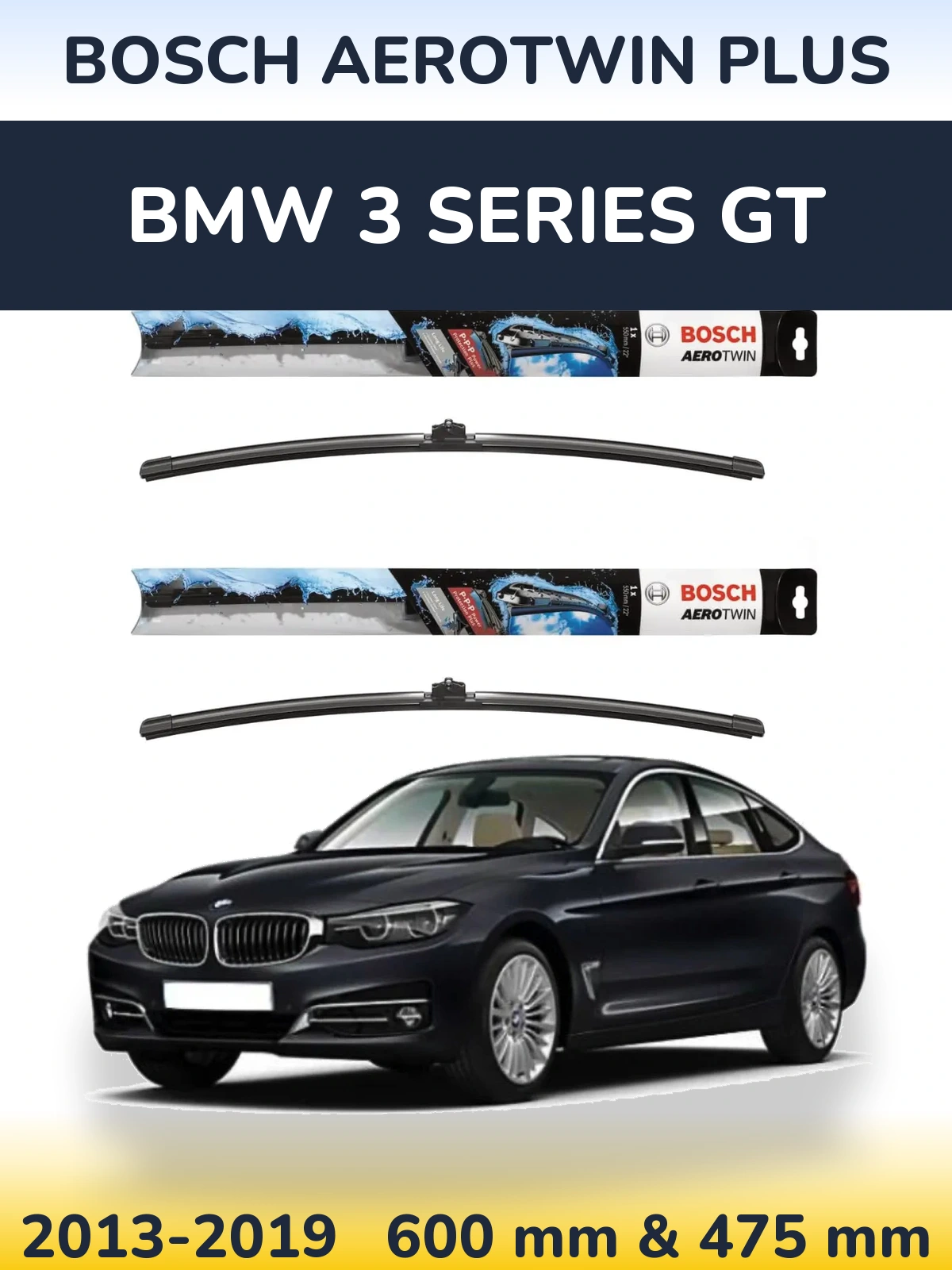 Komplet przednich wycieraczek BOSCH AeroTwin Plus 600 & 475 mm do BMW Seria 3 GT 2013-2019