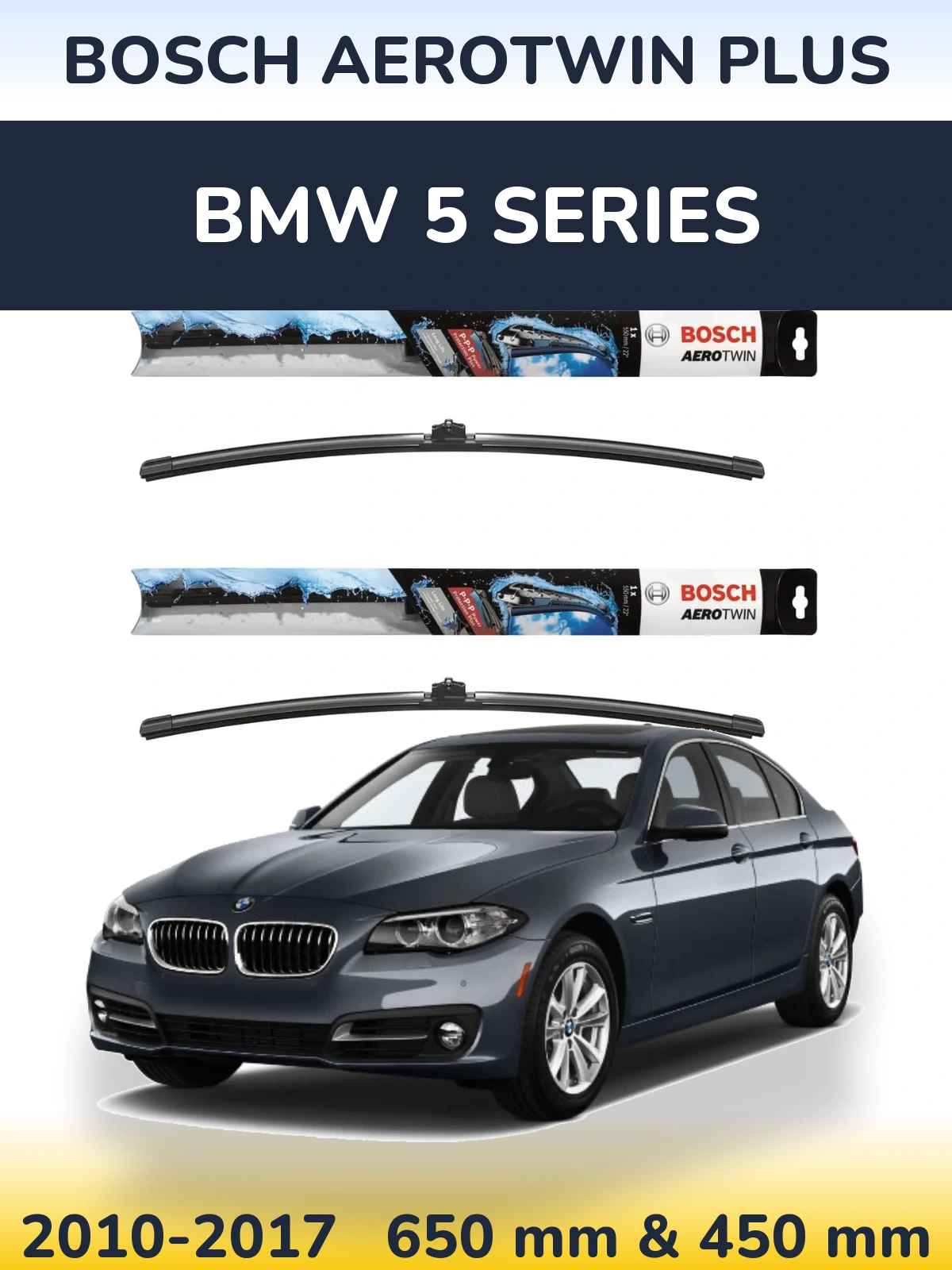 Комплект передних дворников BOSCH AeroTwin Plus 650 & 450 мм для BMW 5 Series 2010-2017