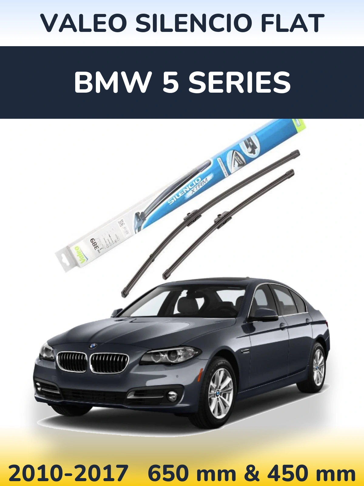 Komplet przednich wycieraczek Valeo Silencio Flat 650 & 450 mm do BMW Seria 5 2010-2017