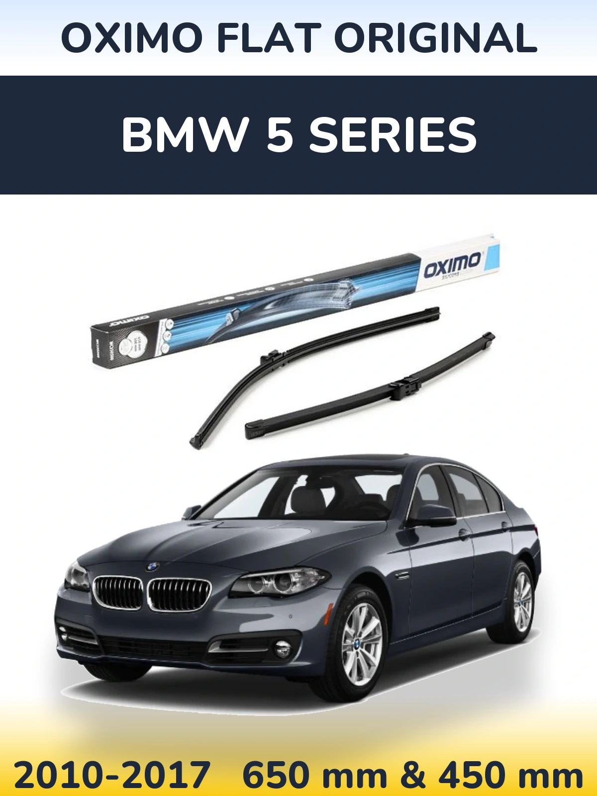 Front wiper blade set Oximo Flat Original 650 & 450 mm for BMW 5 Series 2010-2017