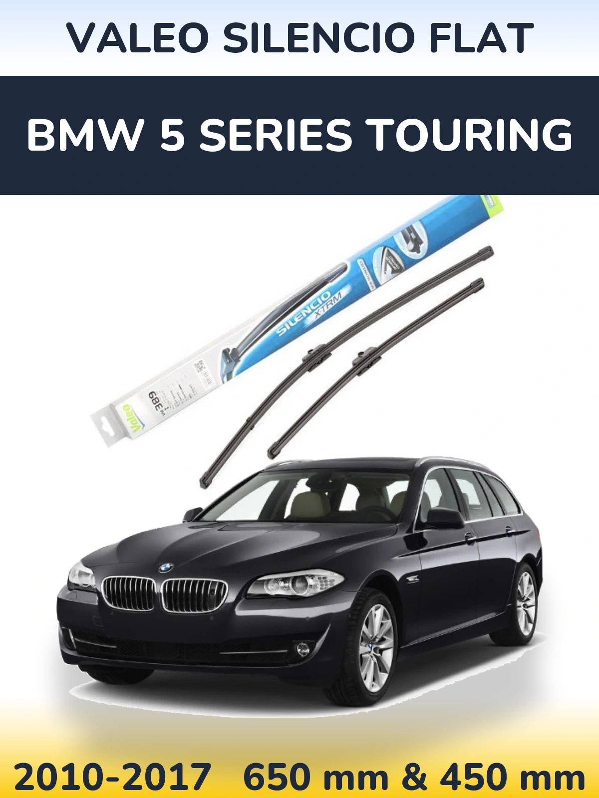 Комплект передних дворников Valeo Silencio Flat 650 & 450 мм для BMW 5 Series Touring 2010-2017