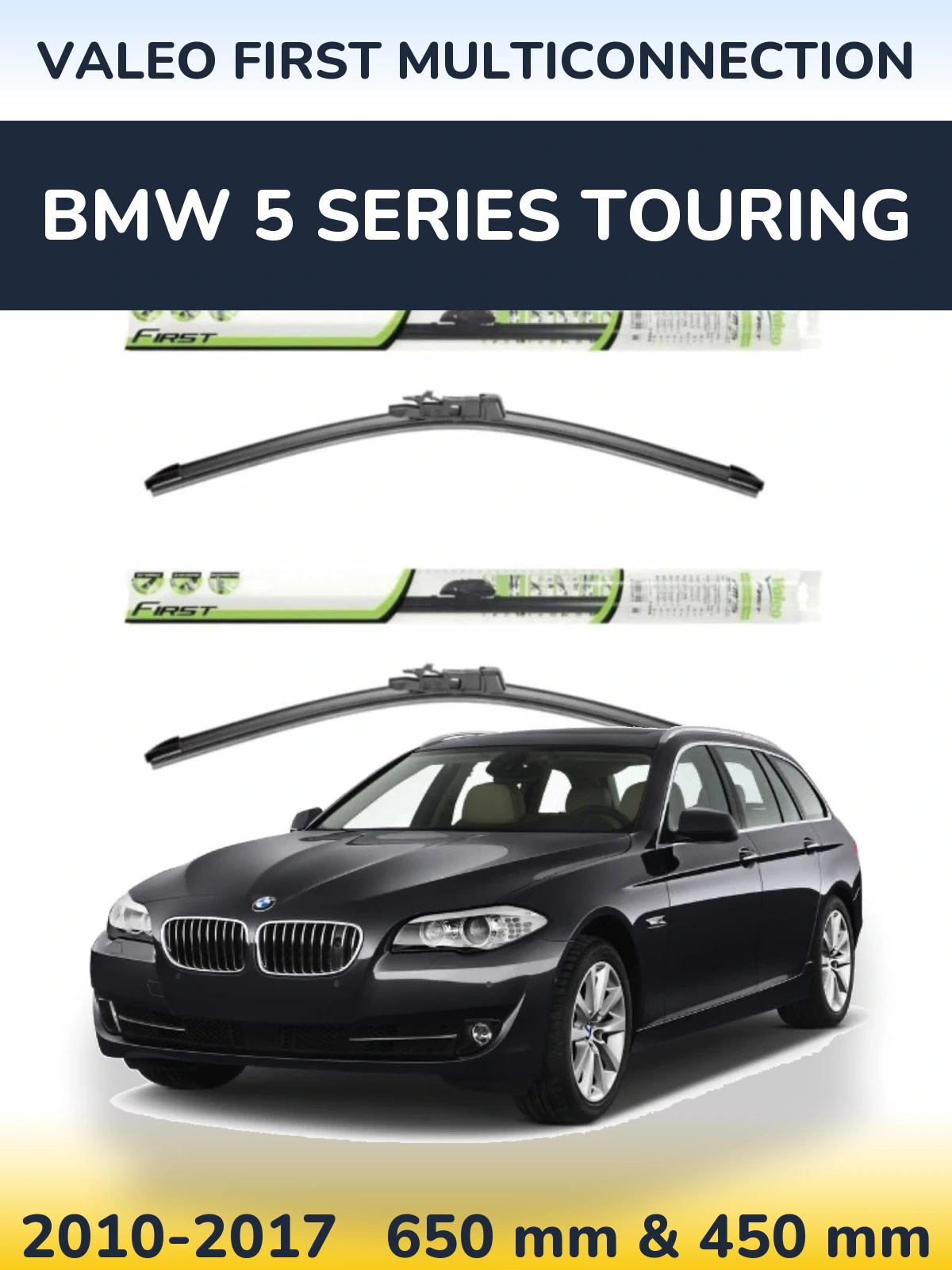 Комплект передних дворников Valeo First MultiConnection 650 & 450 мм для BMW 5 Series Touring 2010-2017