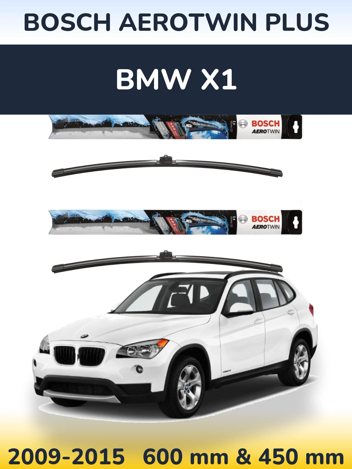 Комплект передніх щіток BOSCH AeroTwin Plus 600 & 450 мм для BMW X1 2009-2015