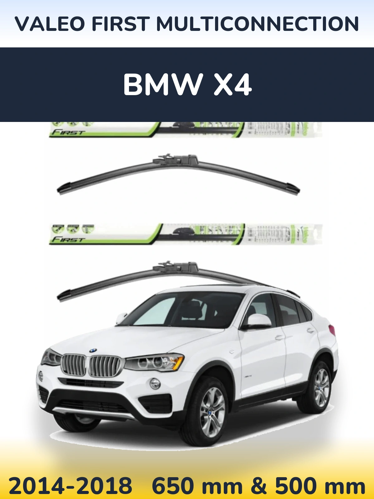 Комплект передних дворников Valeo First MultiConnection 650 & 500 мм для BMW X4 2014-2018