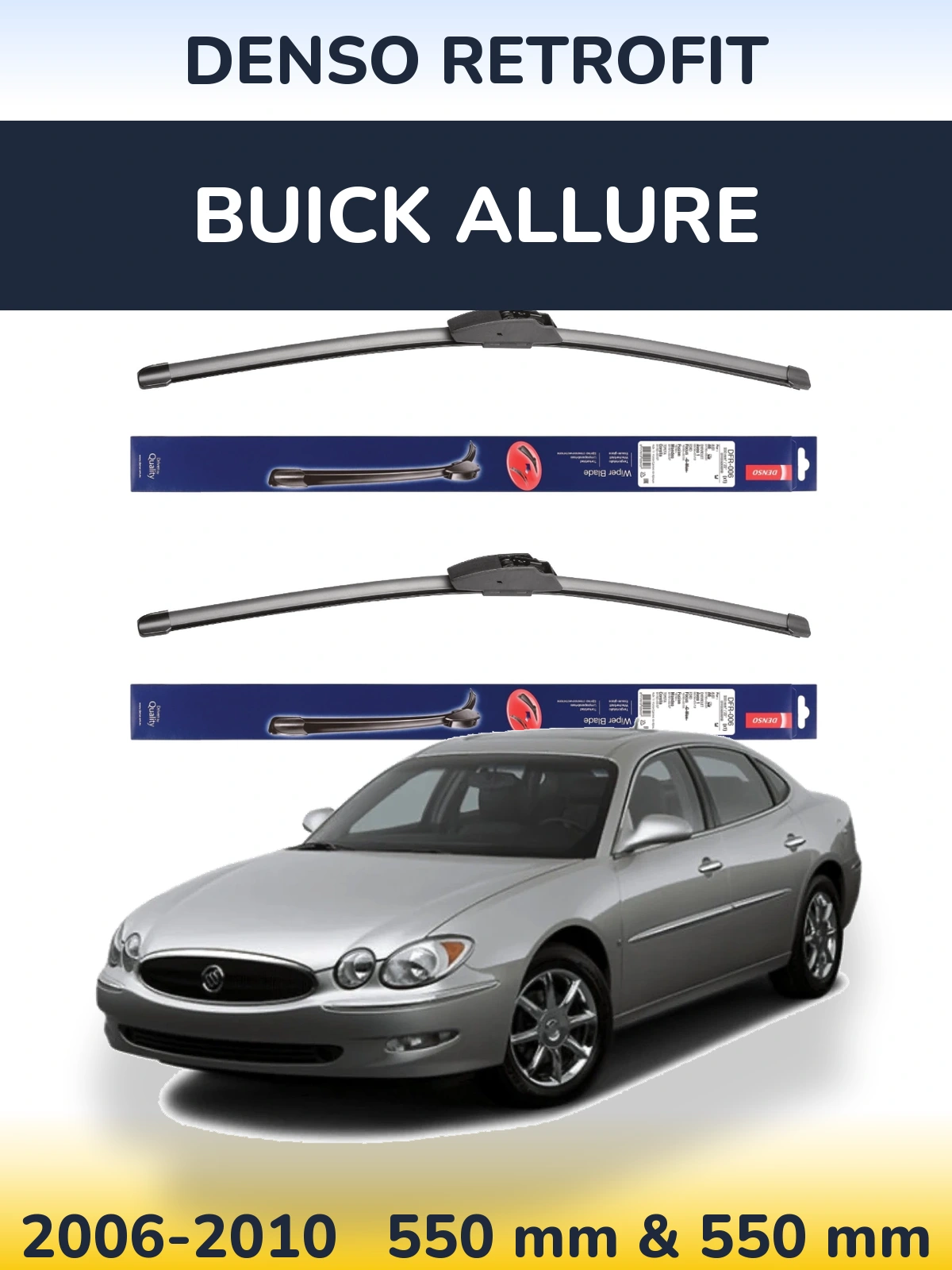 Front wiper blade set Denso Retrofit 550 & 550 mm for Buick Allure 2006-2010