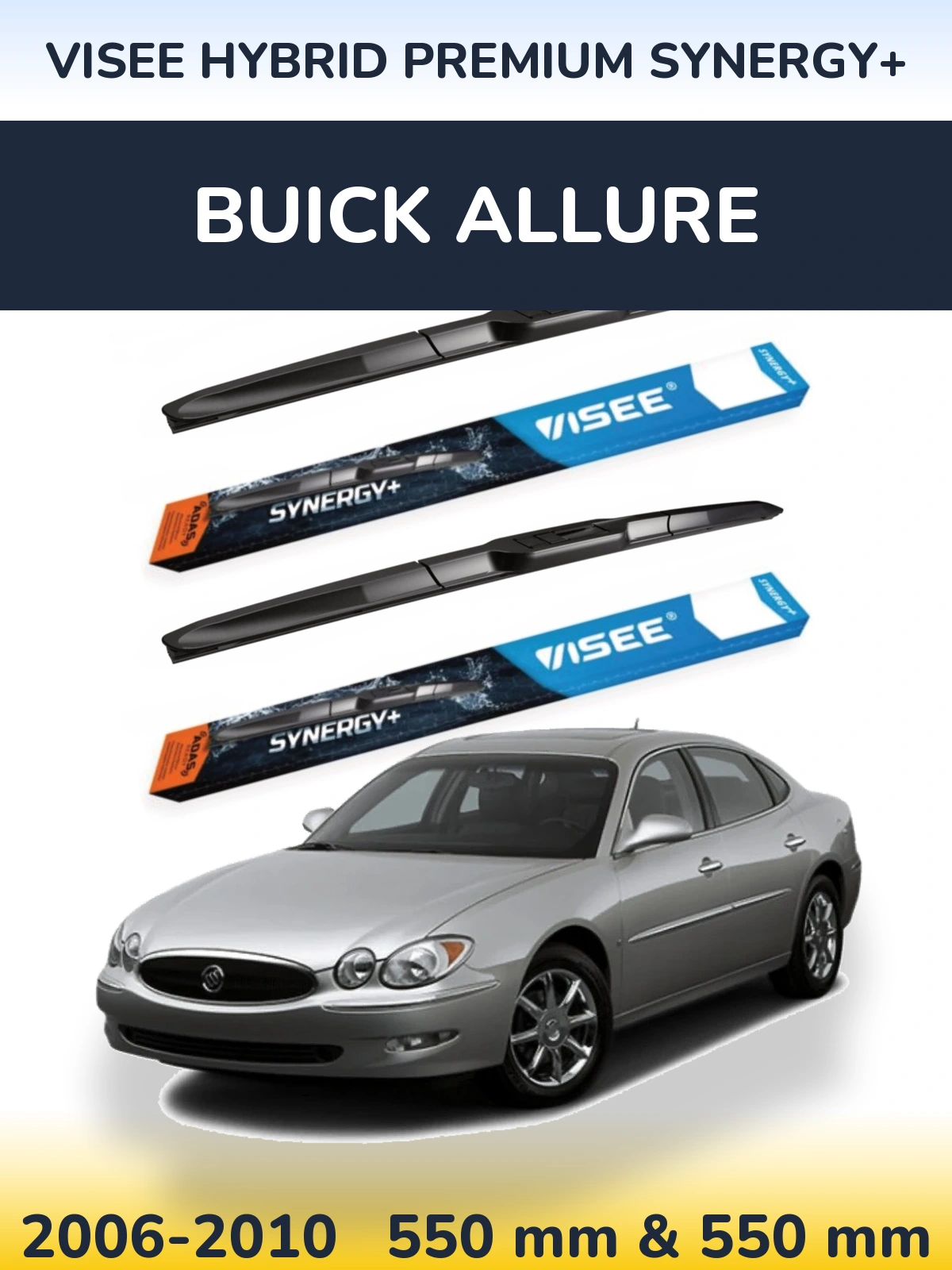 Front wiper blade set VISEE HYBRID PREMIUM SYNERGY+ 550 & 550 mm for Buick Allure 2006-2010