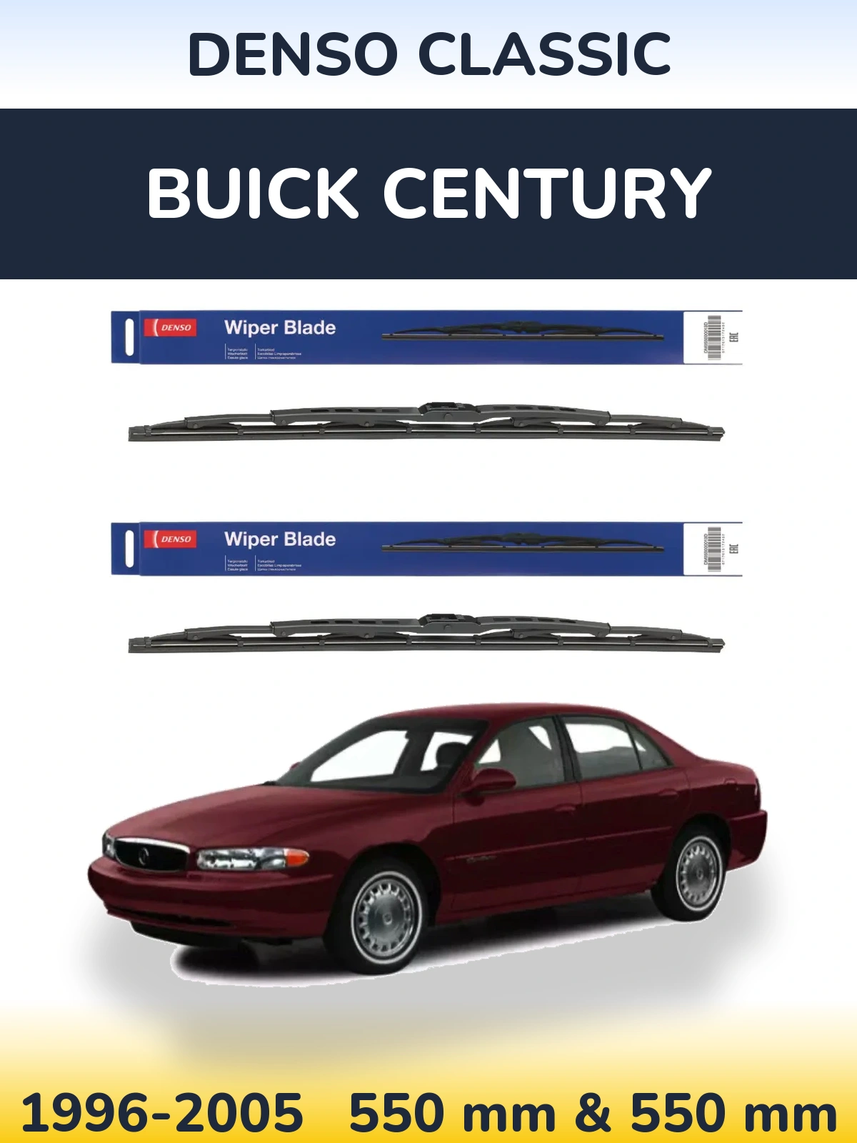 Front wiper blade set Denso Classic 550 & 550 mm for Buick Century 1996-2005