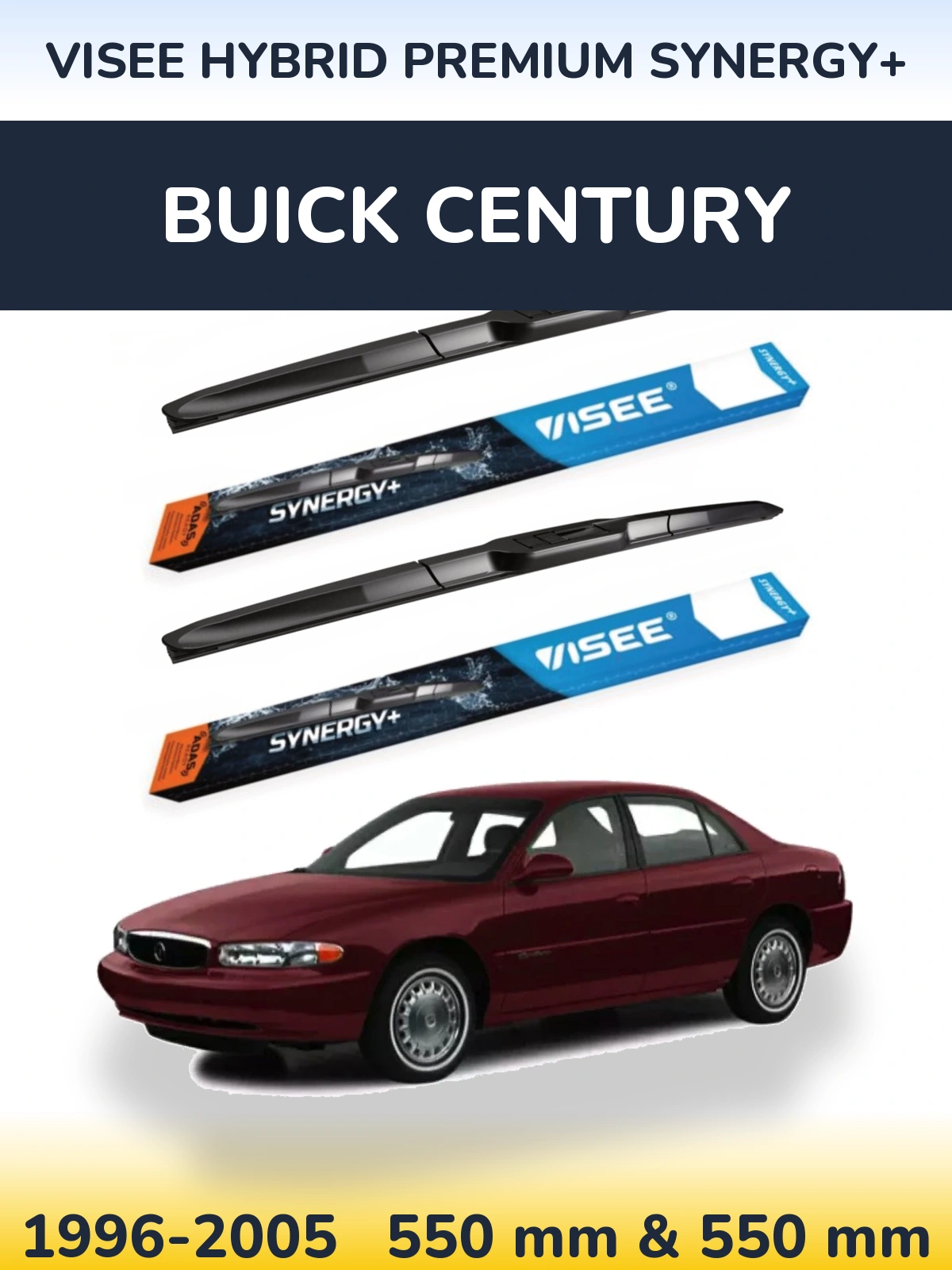 Комплект передних дворников VISEE HYBRID PREMIUM SYNERGY+ 550 & 550 мм для Buick Century 1996-2005