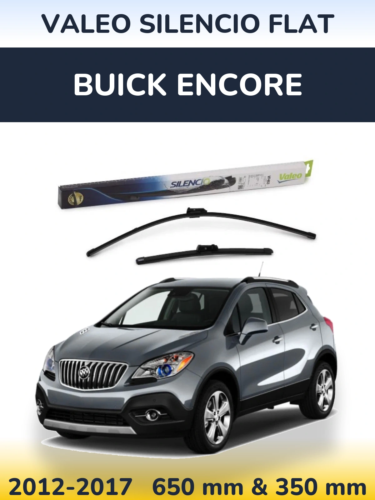 Front wiper blade set Valeo Silencio Flat 650 & 350 mm for Buick Encore 2012-2017