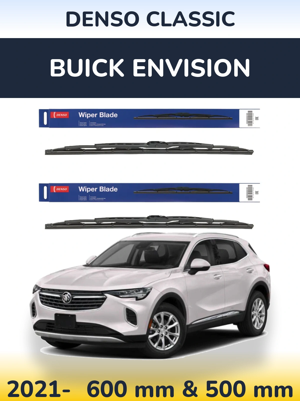 Komplet przednich wycieraczek Denso Classic 600 & 500 mm do Buick Envision 2021-2026