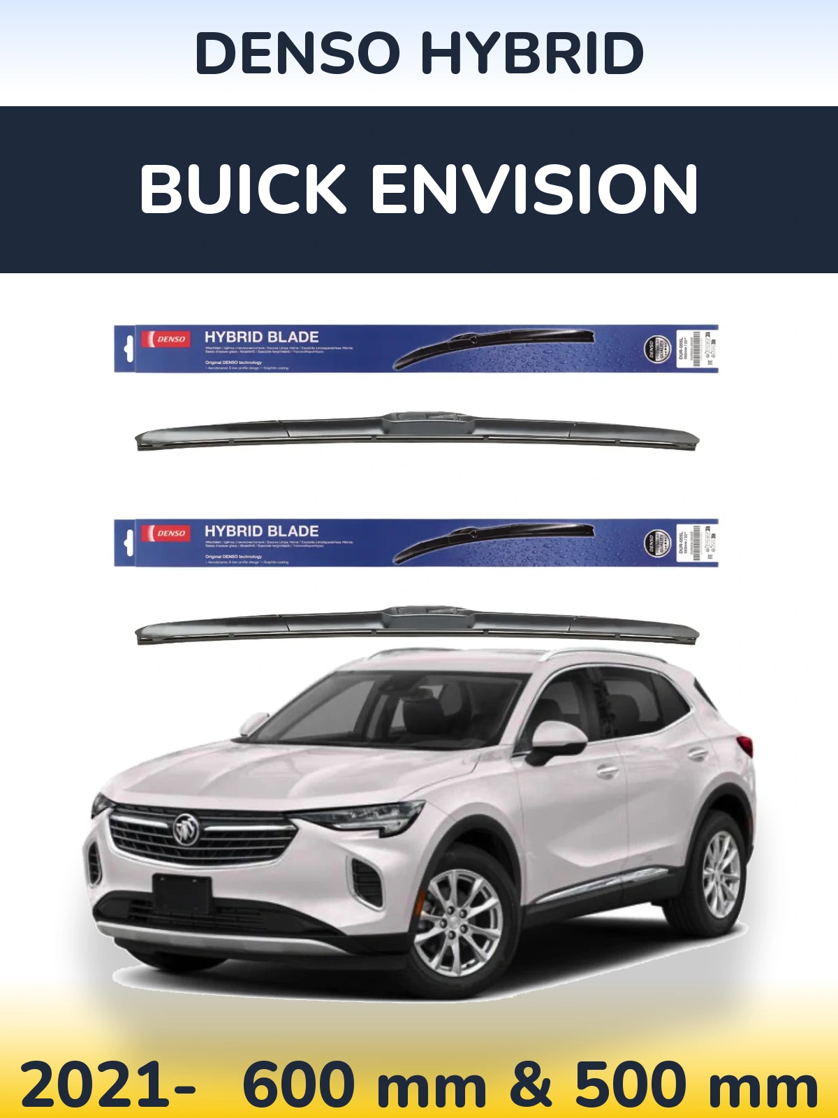 Комплект передних дворников Denso Hybrid 600 & 500 мм для Buick Envision 2021-2026