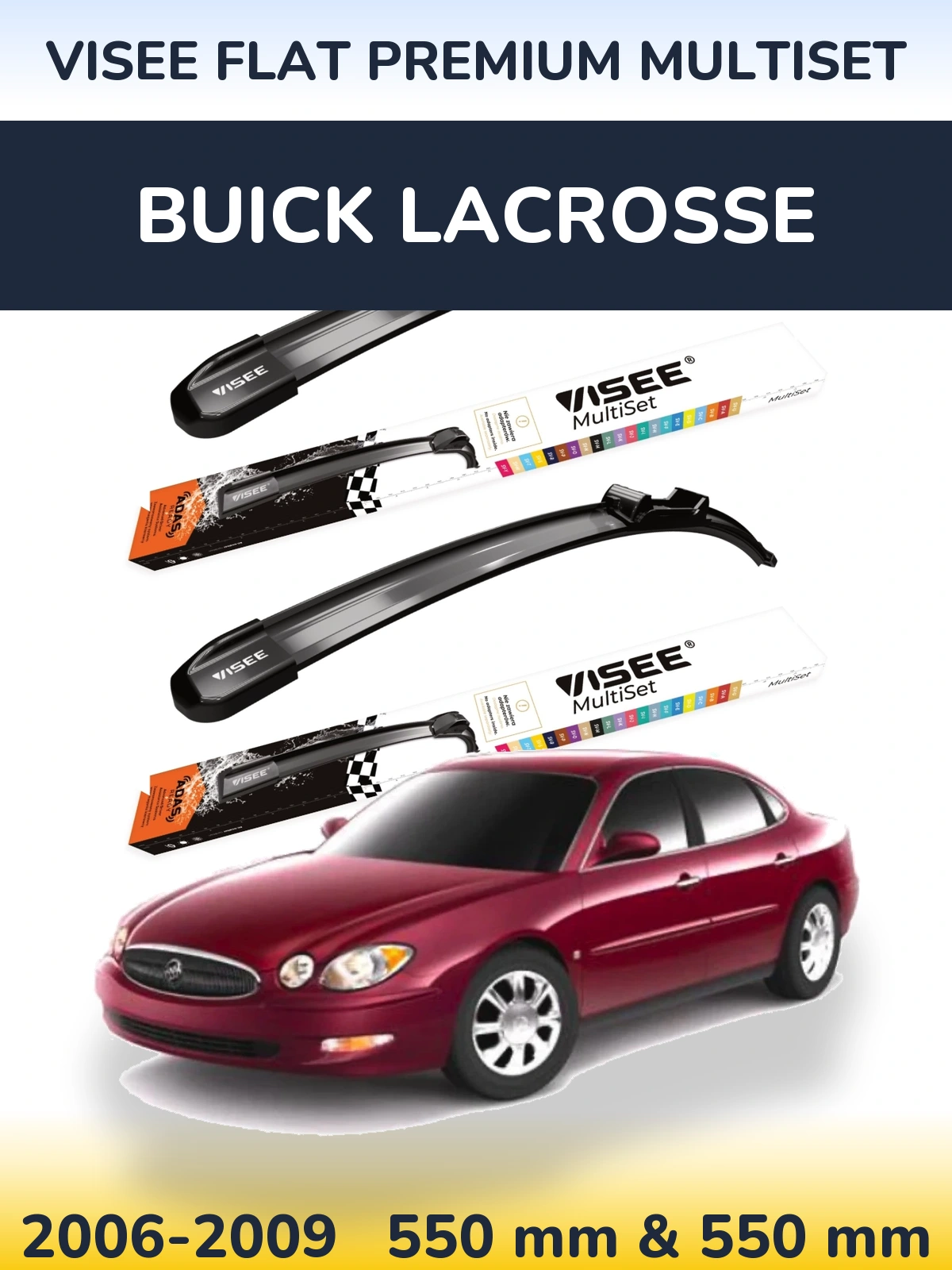 Комплект передніх щіток VISEE FLAT PREMIUM MultiSet 550 & 550 мм для Buick LaCrosse 2006-2009