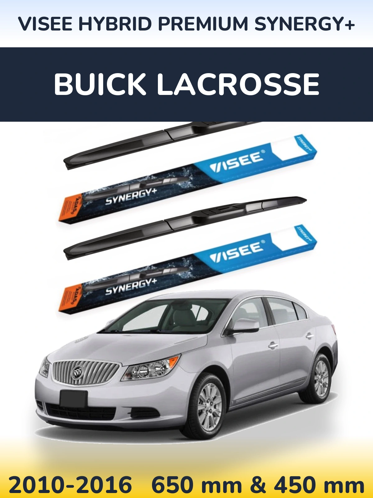 Komplet przednich wycieraczek VISEE HYBRID PREMIUM SYNERGY+ 650 & 450 mm do Buick LaCrosse 2010-2016