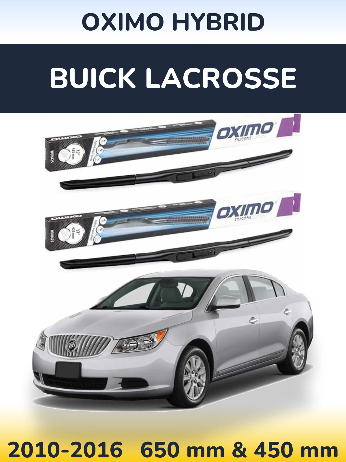 Komplet przednich wycieraczek Oximo Hybrid 650 & 450 mm do Buick LaCrosse 2010-2016