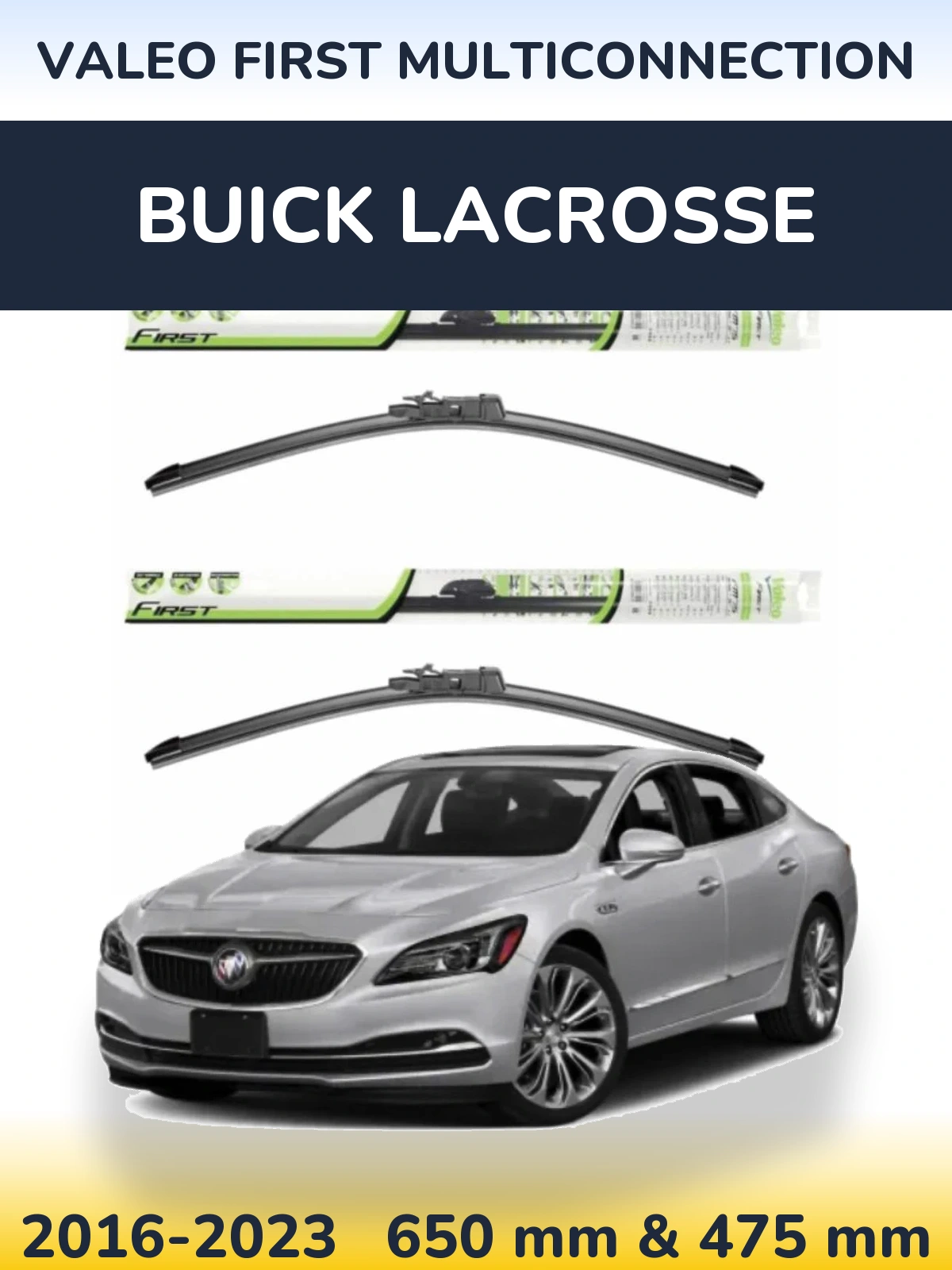 Komplet przednich wycieraczek Valeo First MultiConnection 650 & 475 mm do Buick LaCrosse 2016-2023