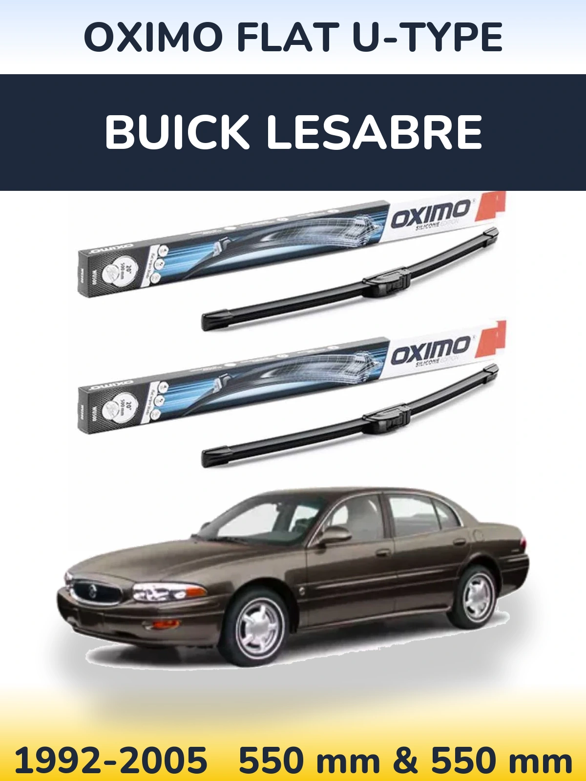 Komplet przednich wycieraczek Oximo Flat U-type 550 & 550 mm do Buick LeSabre 1992-2005