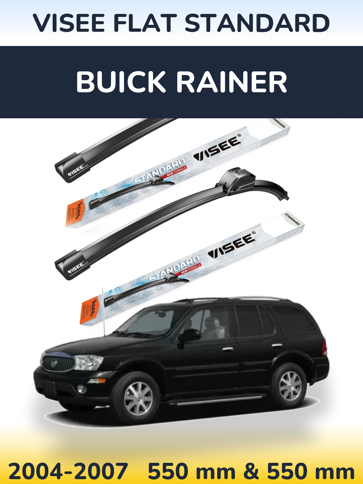 Комплект передніх щіток VISEE FLAT STANDARD 550 & 550 мм для Buick Rainer 2004-2007