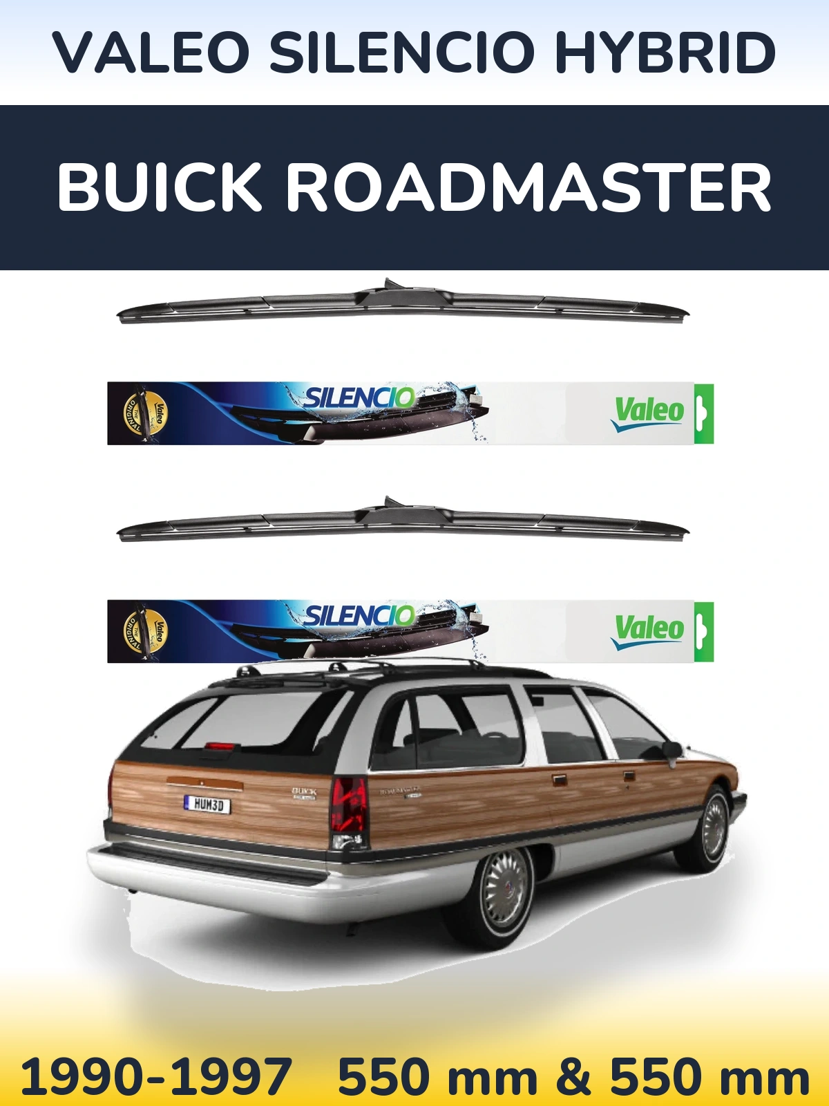 Комплект передніх щіток Valeo Silencio Hybrid 550 & 550 мм для Buick Roadmaster 1990-1997