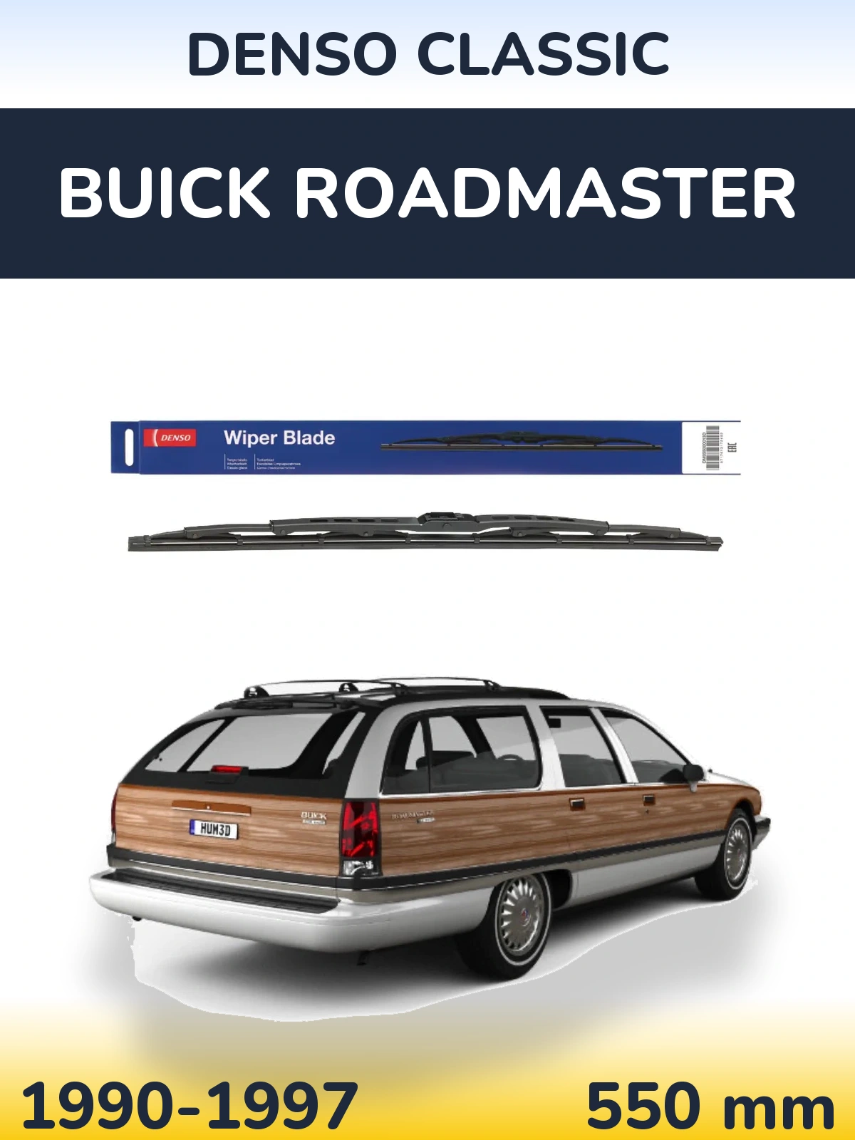 Rear wiper blade Denso Classic 550 mm for Buick Roadmaster 1990-1997