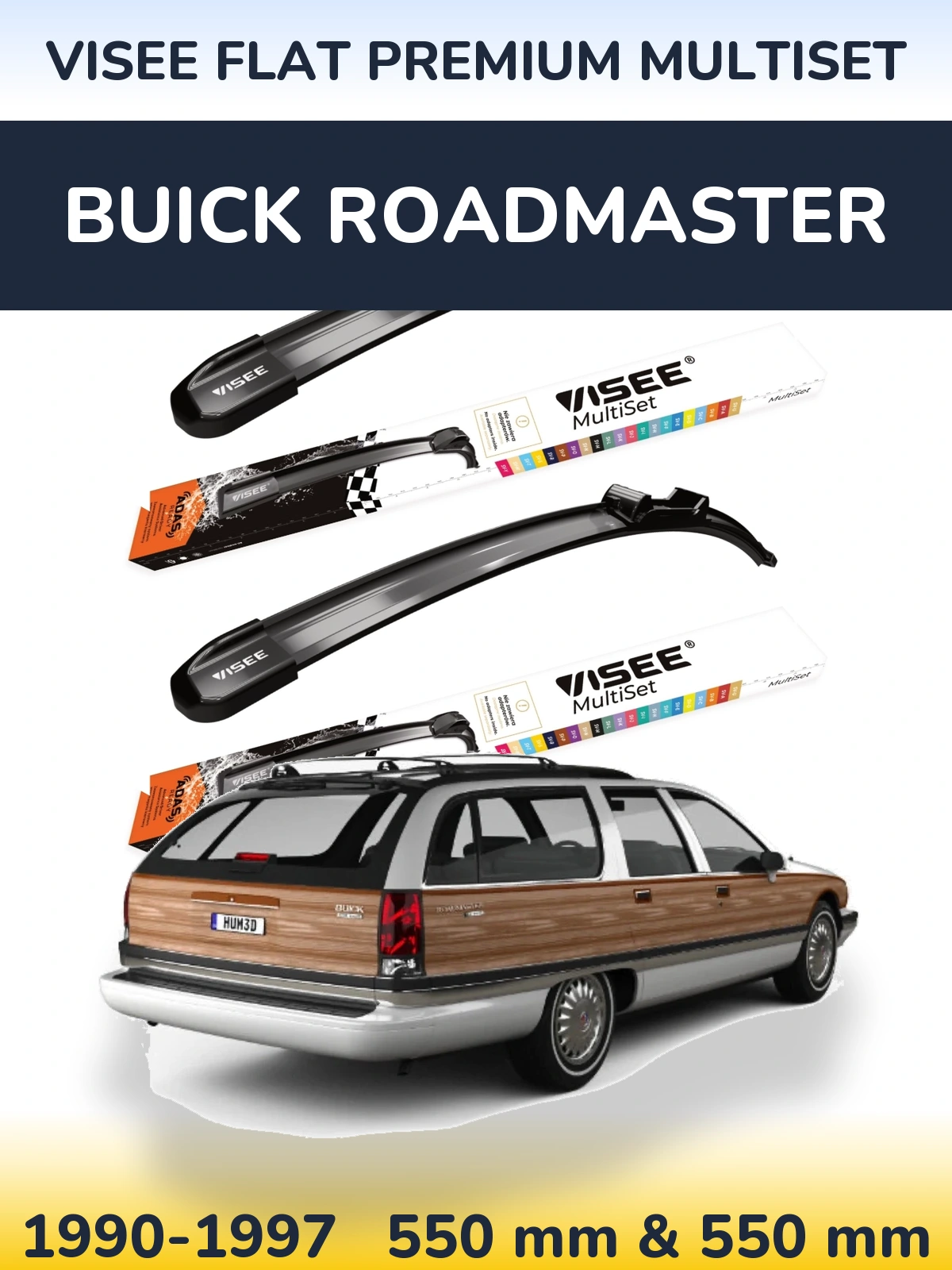Komplet przednich wycieraczek VISEE FLAT PREMIUM MultiSet 550 & 550 mm do Buick Roadmaster 1990-1997