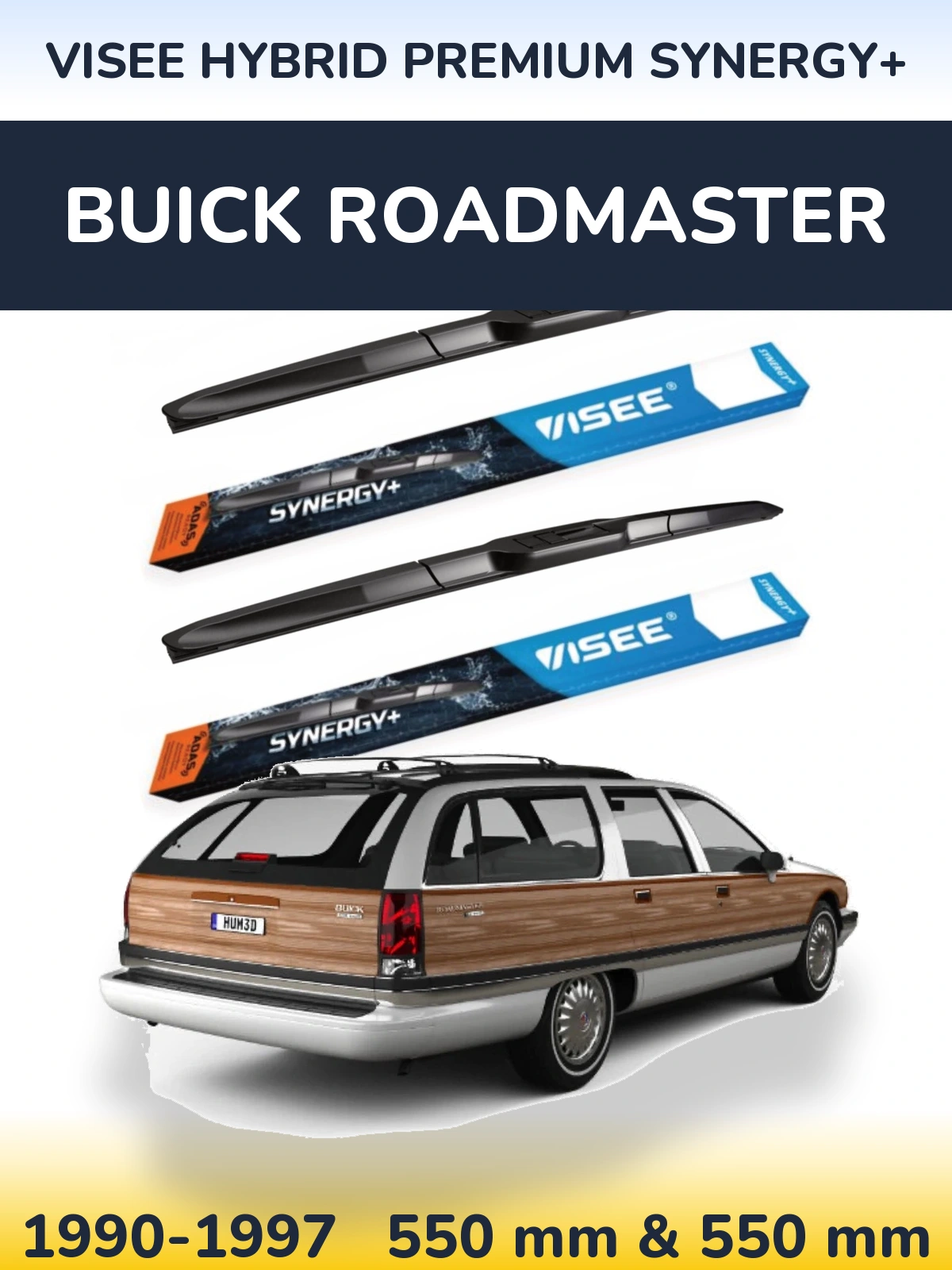 Комплект передніх щіток VISEE HYBRID PREMIUM SYNERGY+ 550 & 550 мм для Buick Roadmaster 1990-1997
