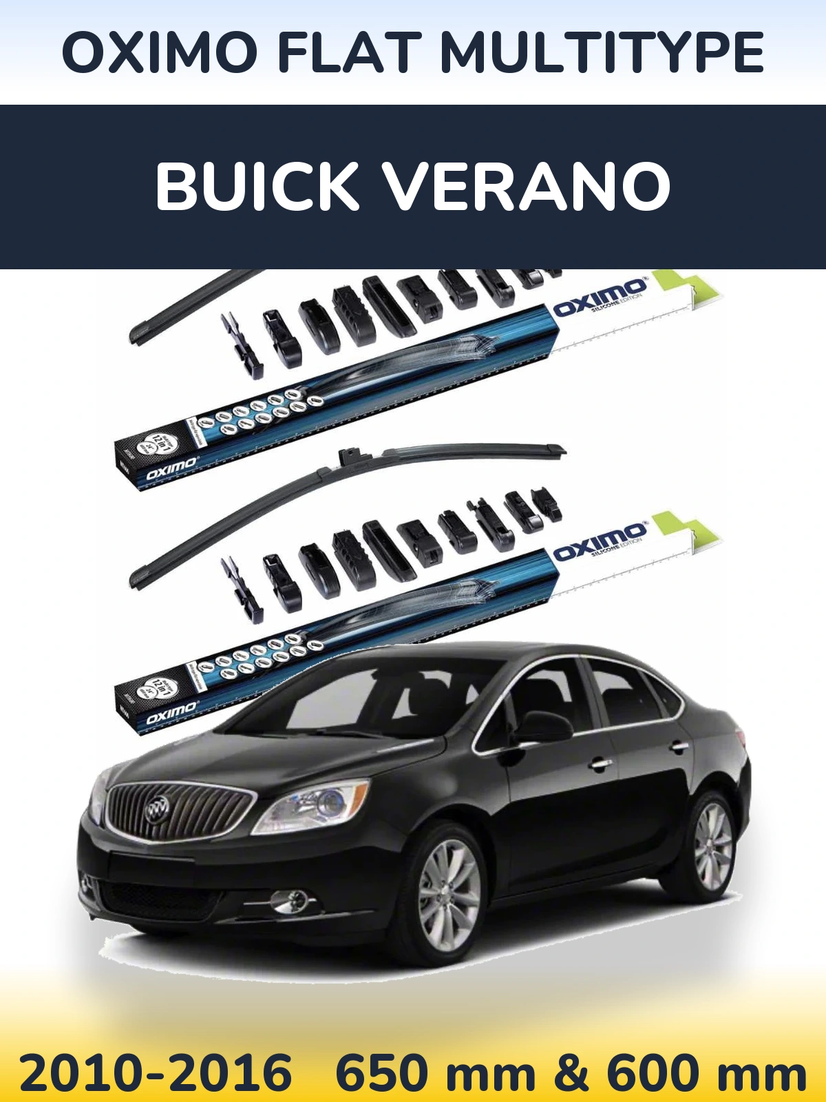 Комплект передних дворников Oximo Flat MultiТипe 650 & 600 мм для Buick Verano 2010-2016