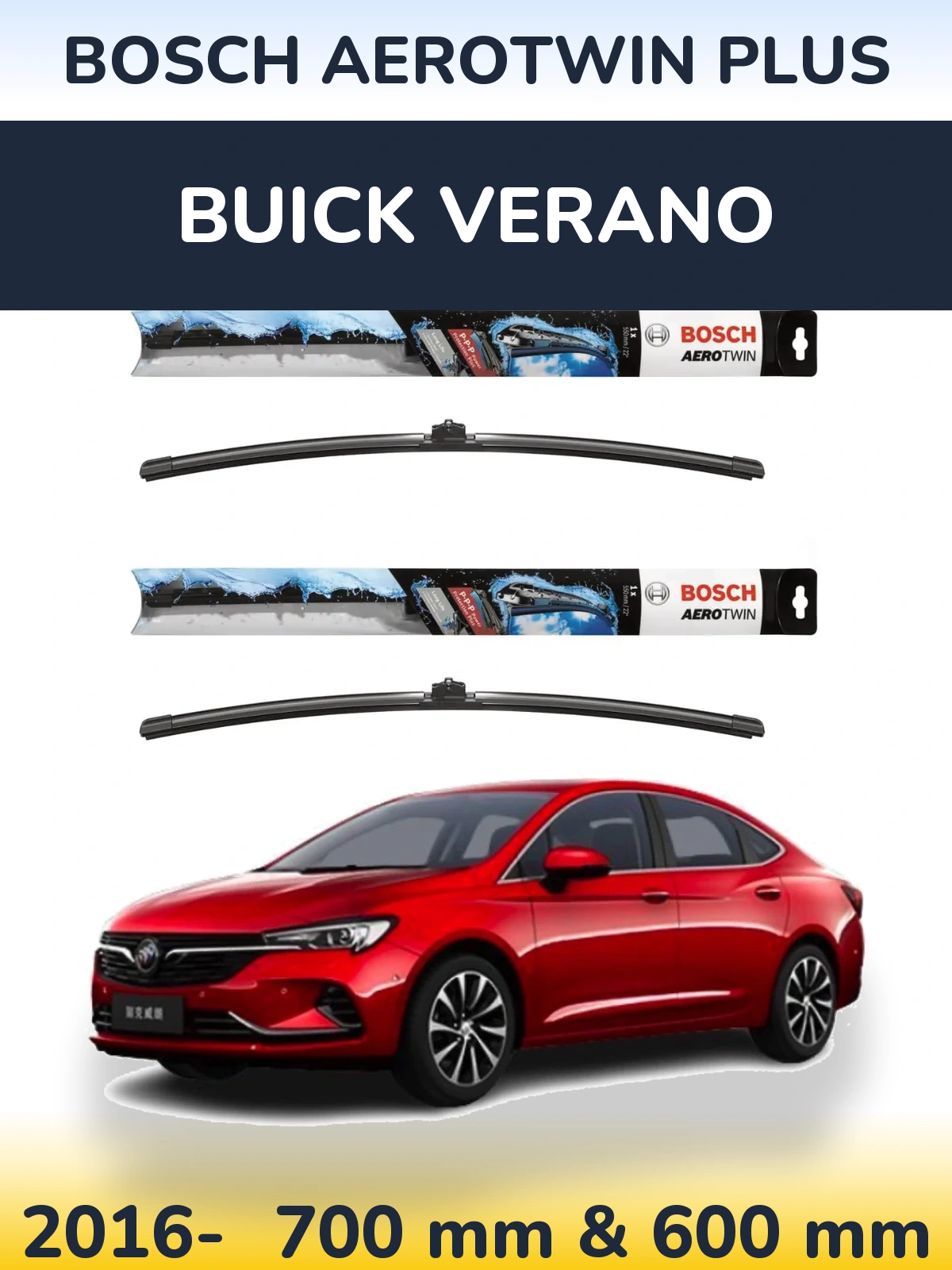 Комплект передних дворников BOSCH AeroTwin Plus 700 & 600 мм для Buick Verano 2016-2026