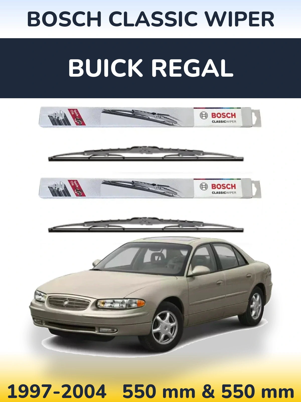 Комплект передних дворников BOSCH Classic Wiper 550 & 550 мм для Buick Regal 1997-2004