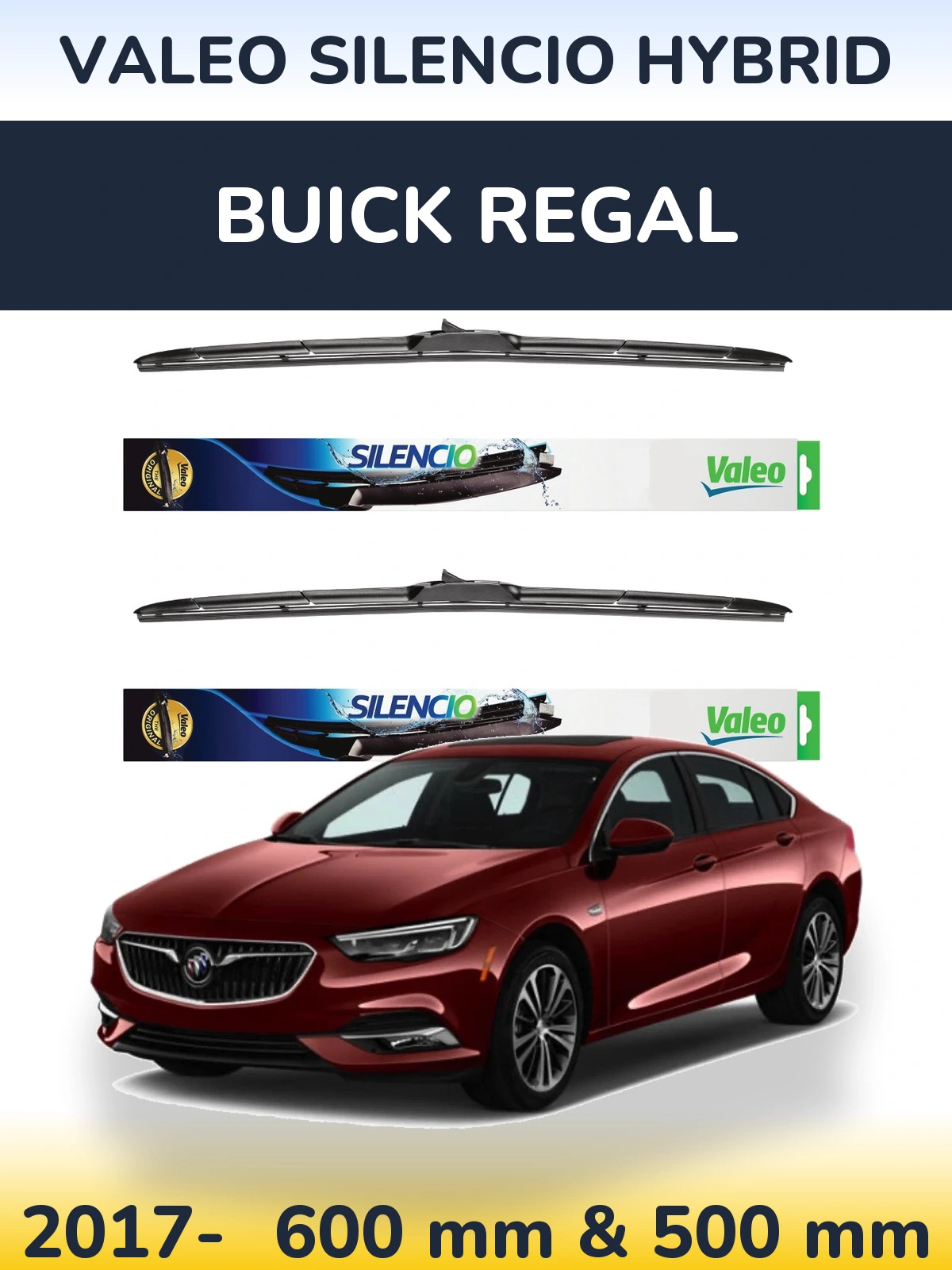 Komplet przednich wycieraczek Valeo Silencio Hybrid 600 & 500 mm do Buick Regal 2017-2026