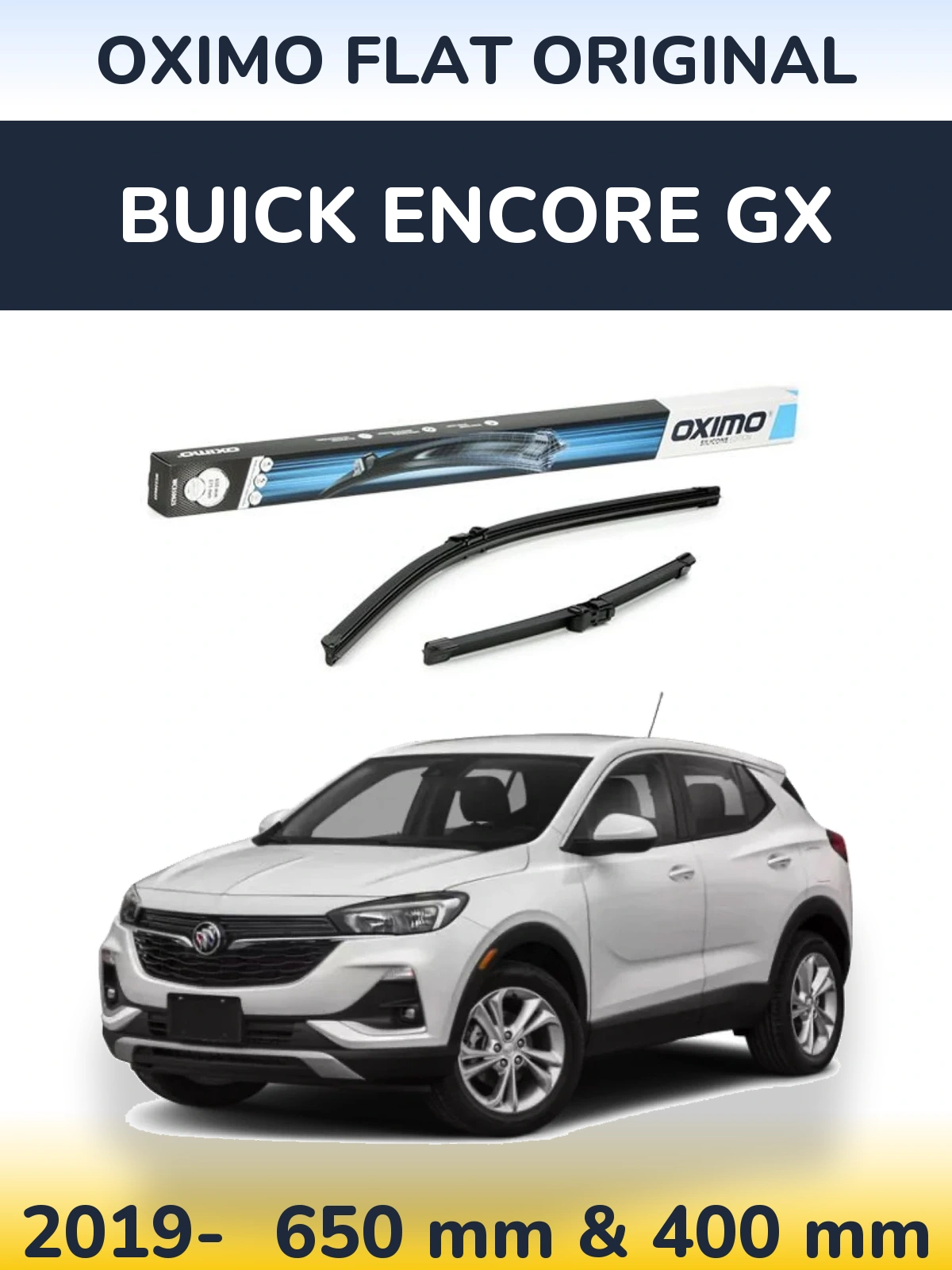 Комплект передніх щіток Oximo Flat Original 650 & 375 мм для Buick Encore GX 2019-2026