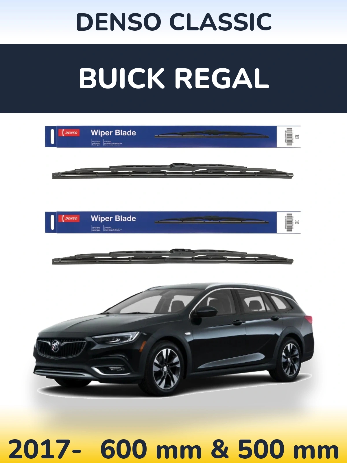 Komplet przednich wycieraczek Denso Classic 600 & 500 mm do Buick Regal 2017-2026