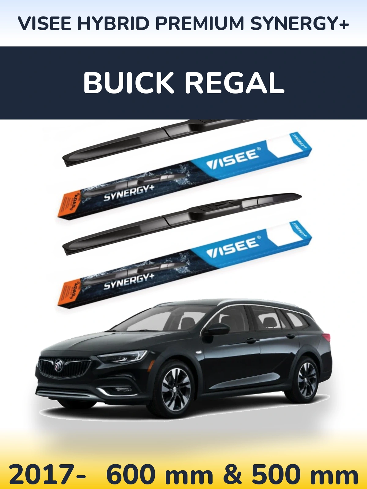 Комплект передних дворников VISEE HYBRID PREMIUM SYNERGY+ 600 & 500 мм для Buick Regal 2017-2026