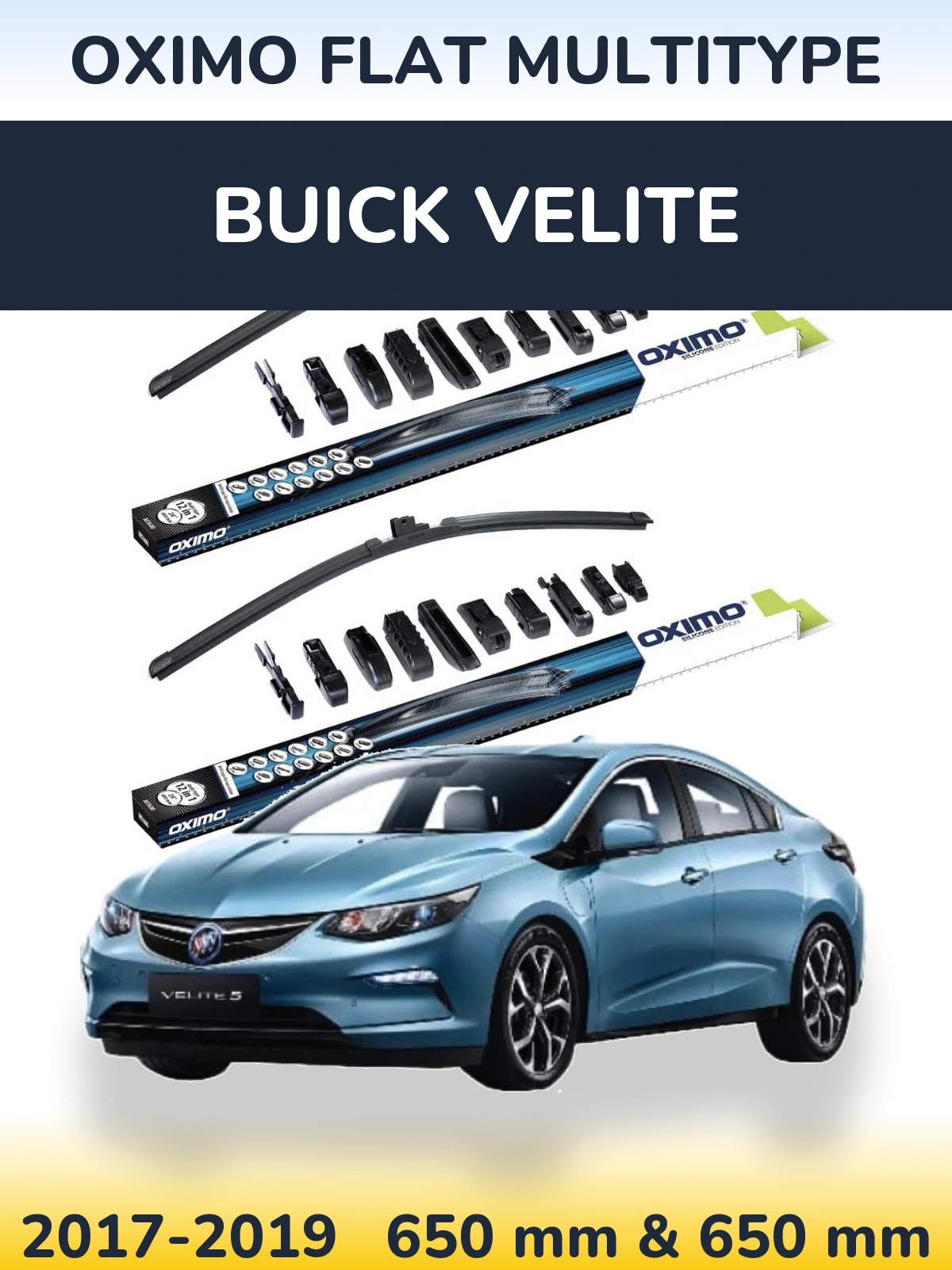 Комплект передних дворников Oximo Flat MultiТипe 650 & 650 мм для Buick Velite 2017-2019