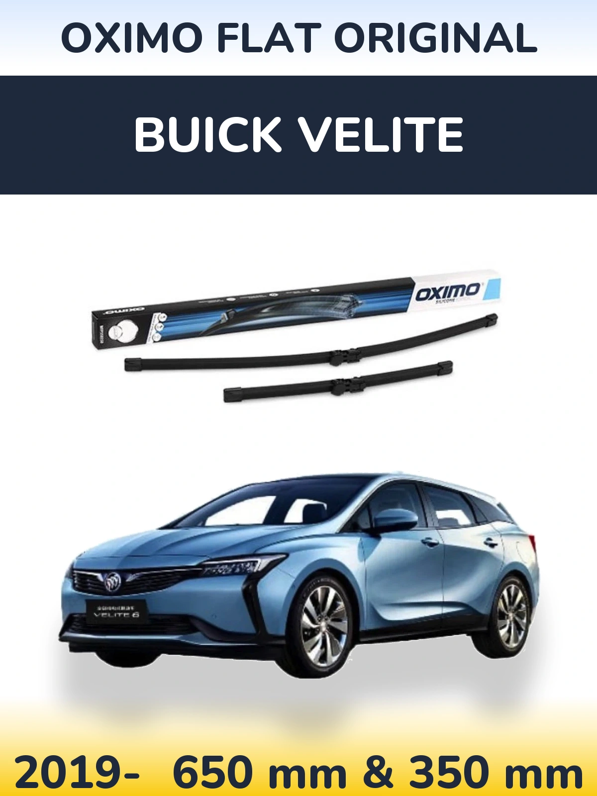 Комплект передніх щіток Oximo Flat Original 650 & 350 мм для Buick Velite 2019-2026