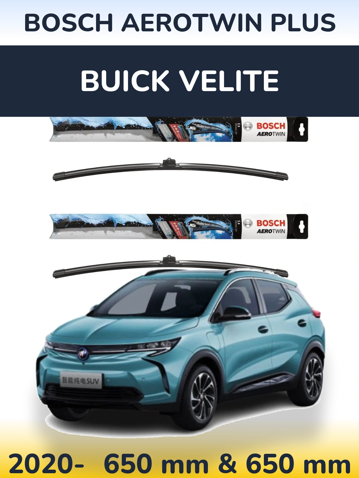 Komplet przednich wycieraczek BOSCH AeroTwin Plus 650 & 650 mm do Buick Velite 2020-2026