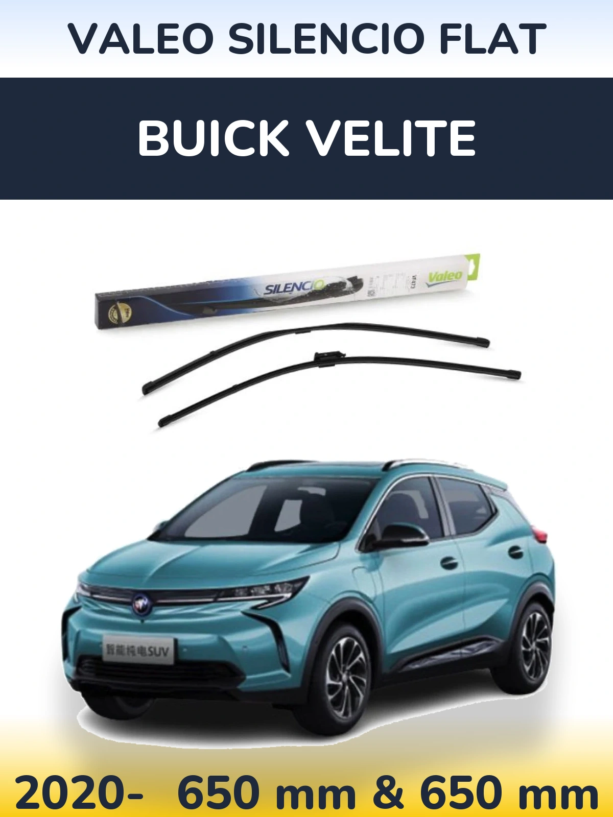 Komplet przednich wycieraczek Valeo Silencio Flat 650 & 650 mm do Buick Velite 2020-2026