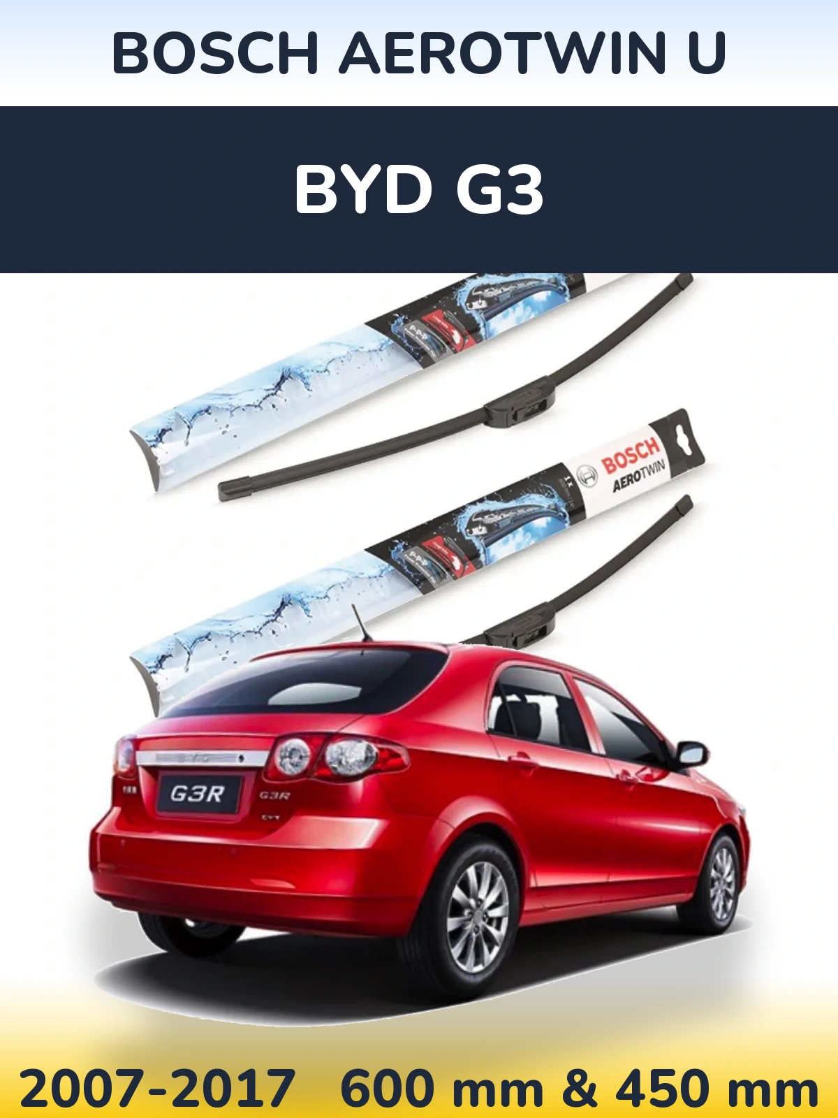 Komplet przednich wycieraczek BOSCH AeroTwin U 600 & 450 mm do BYD G3 2007-2017
