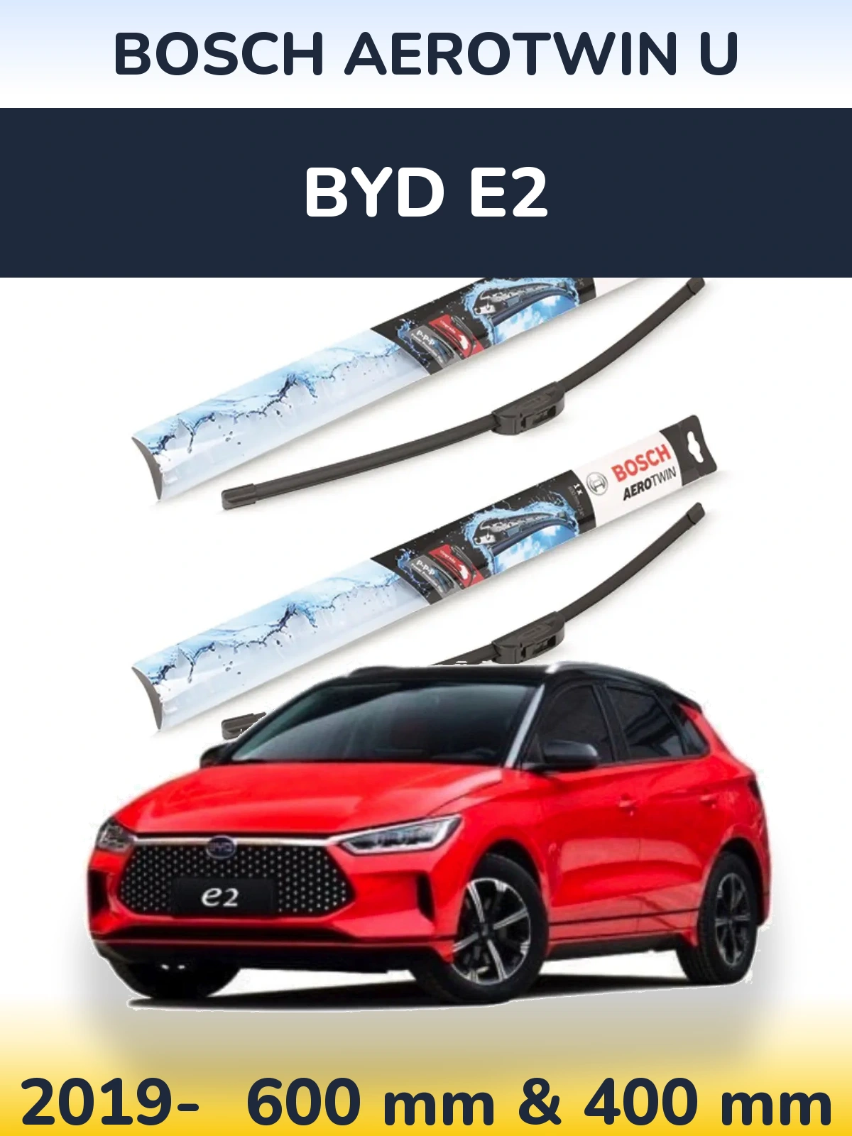 Komplet przednich wycieraczek BOSCH AeroTwin U 600 & 400 mm do BYD E2 2019-2026