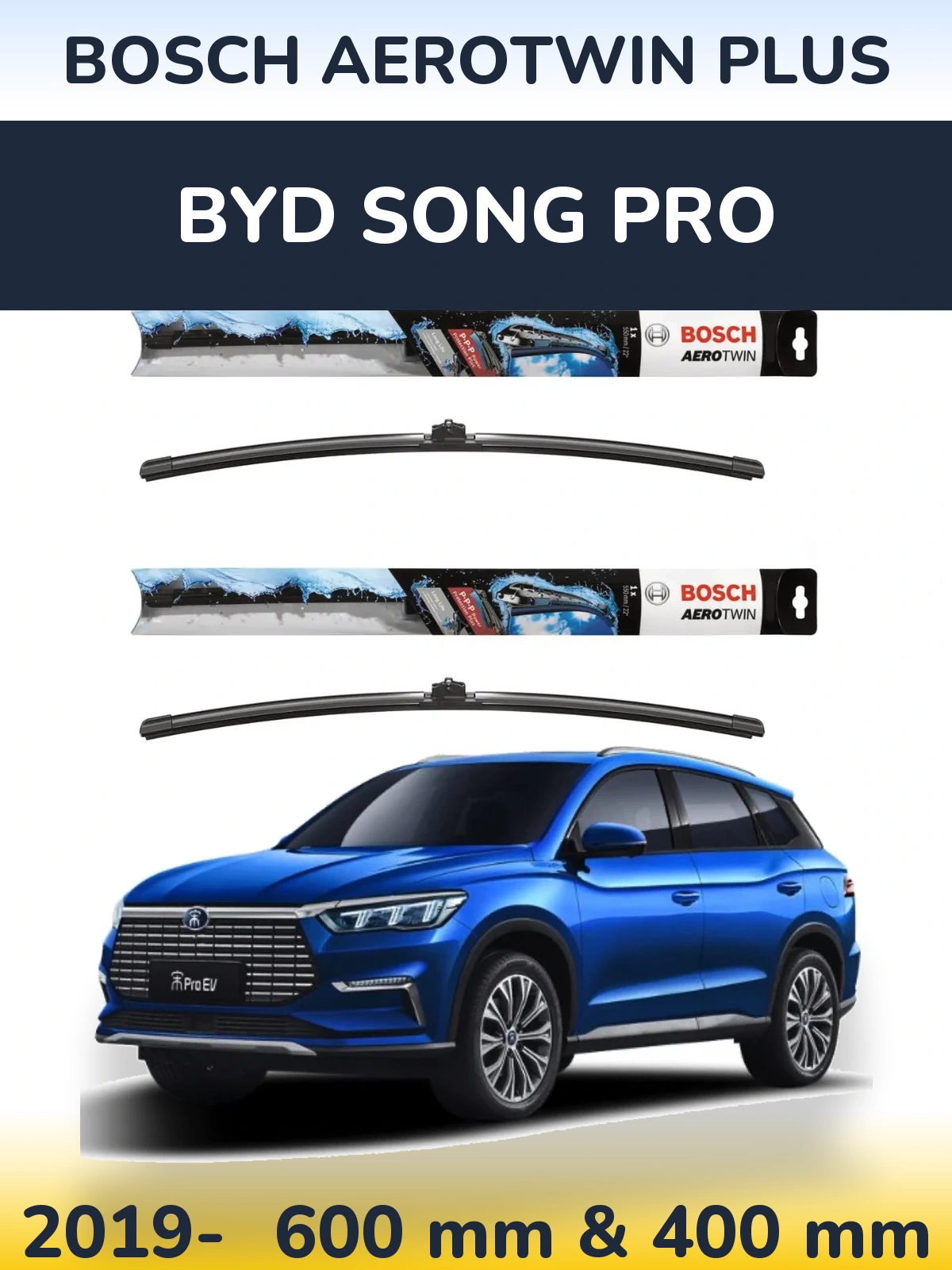 Komplet przednich wycieraczek BOSCH AeroTwin Plus 600 & 400 mm do BYD Song Pro 2019-2026