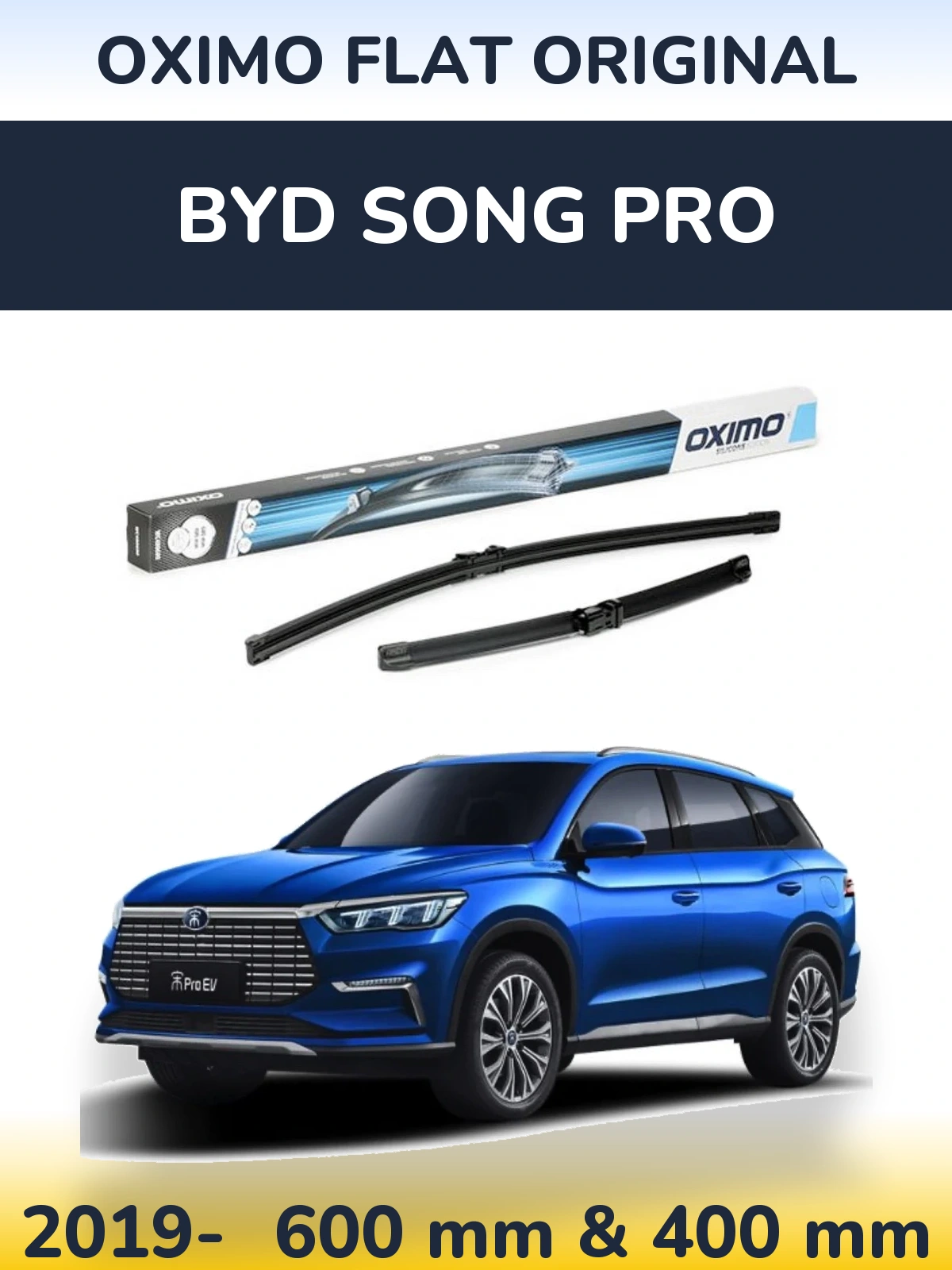 Front wiper blade set Oximo Flat Original 600 & 400 mm for BYD Song Pro 2019-2026