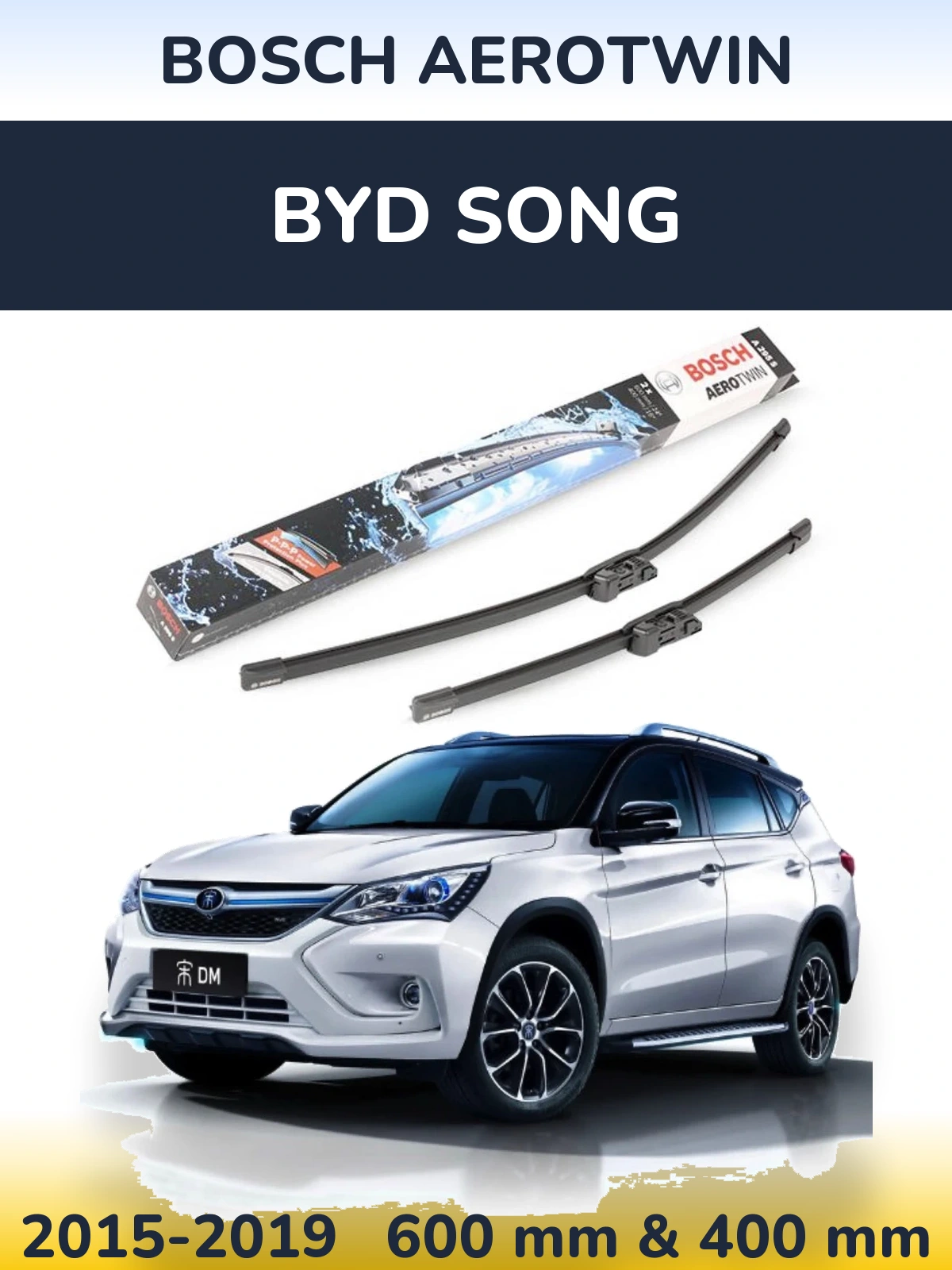 Komplet przednich wycieraczek BOSCH AeroTwin 600 & 400 mm do BYD Song 2015-2019