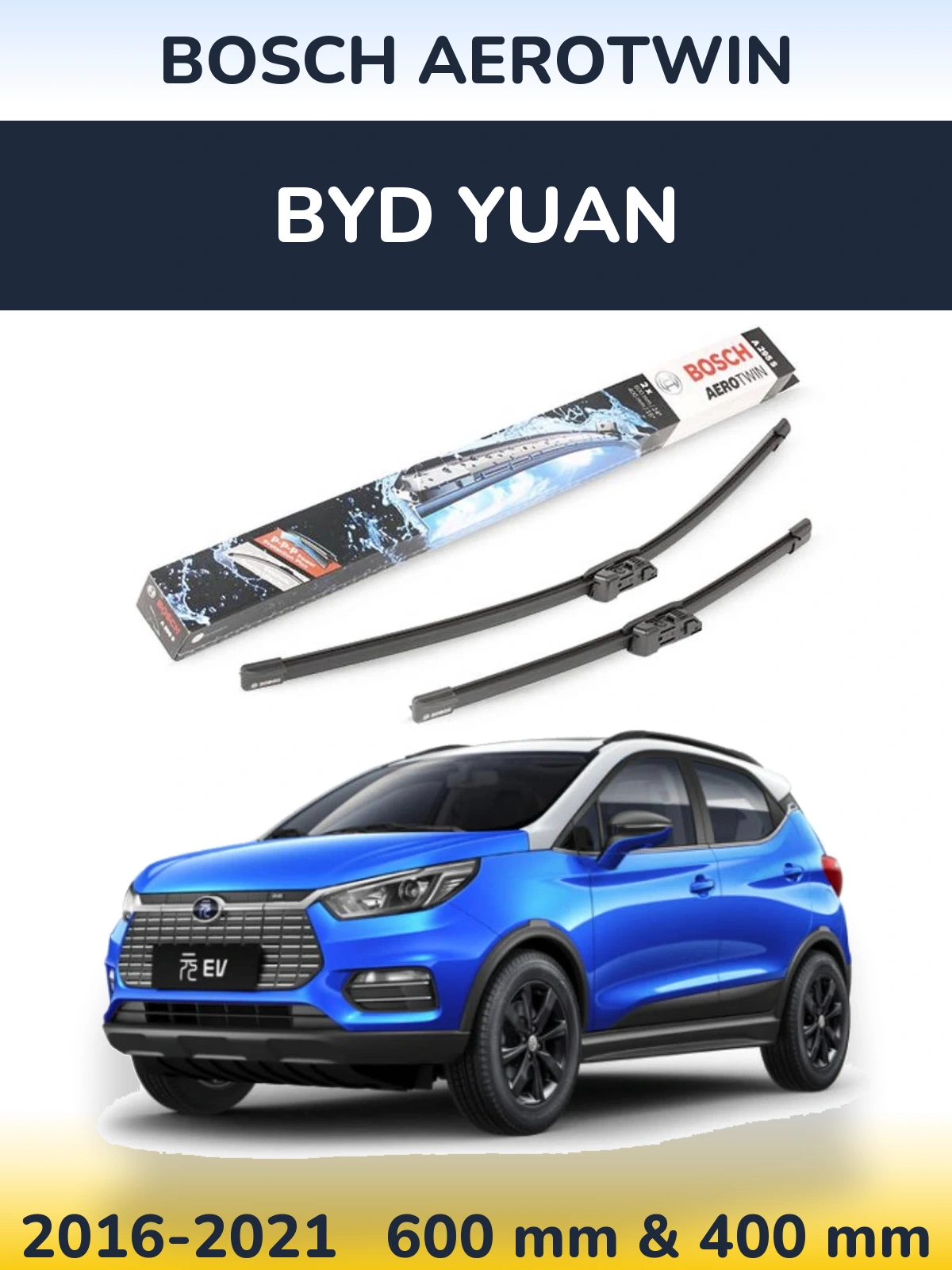 Komplet przednich wycieraczek BOSCH AeroTwin 600 & 400 mm do BYD Yuan 2016-2021