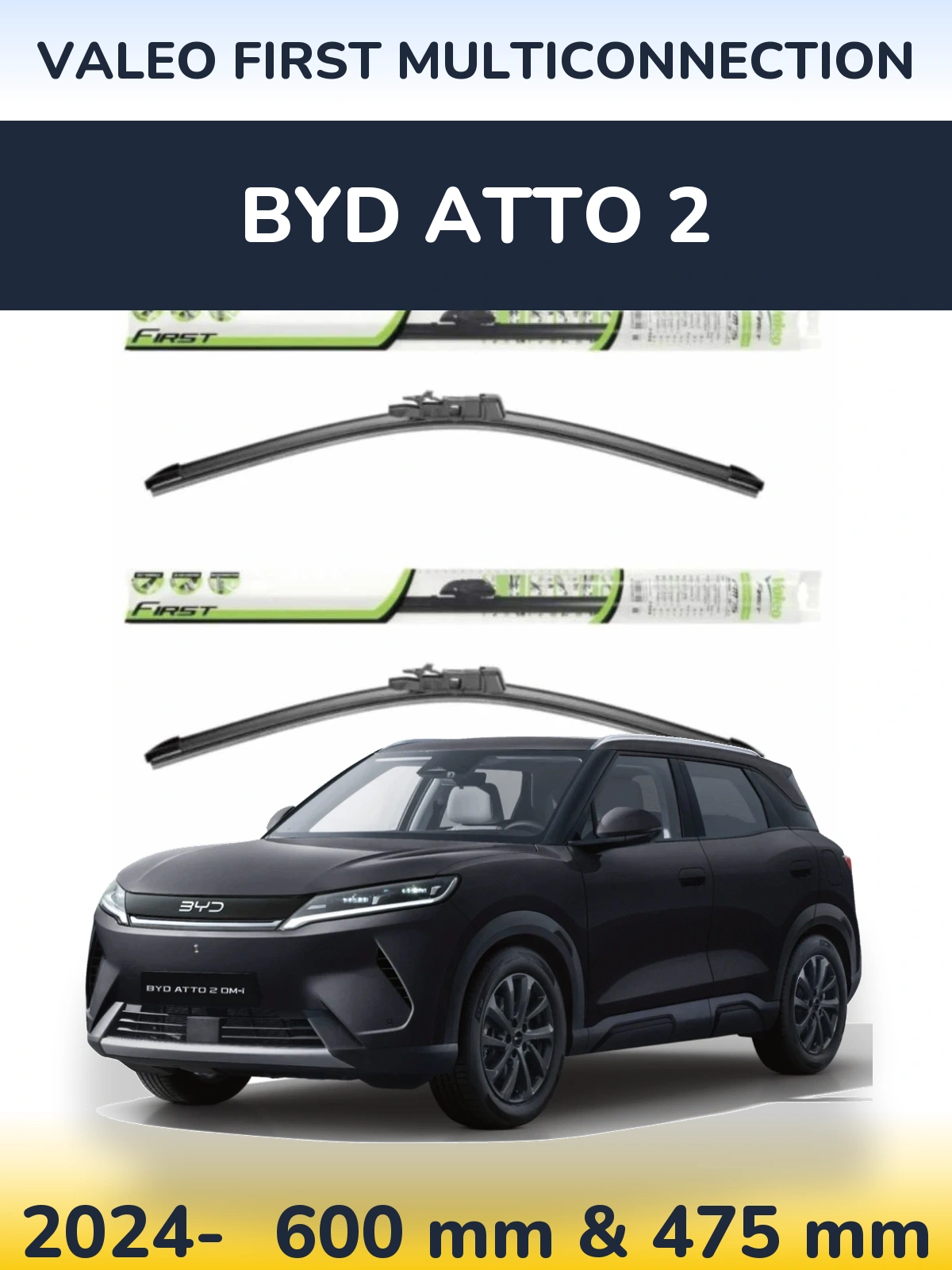 Komplet przednich wycieraczek Valeo First MultiConnection 600 & 475 mm do BYD Atto 2 2024-2026