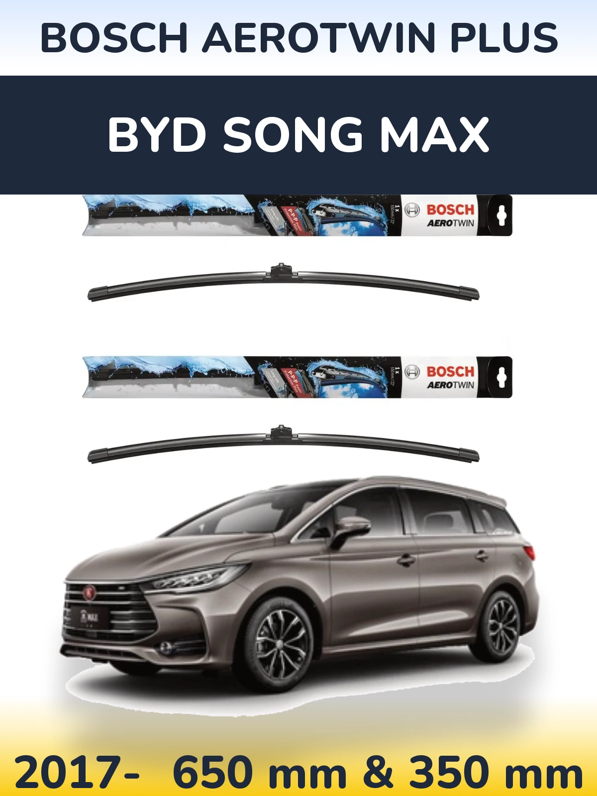 Komplet przednich wycieraczek BOSCH AeroTwin Plus 650 & 350 mm do BYD Song Max 2017-2026