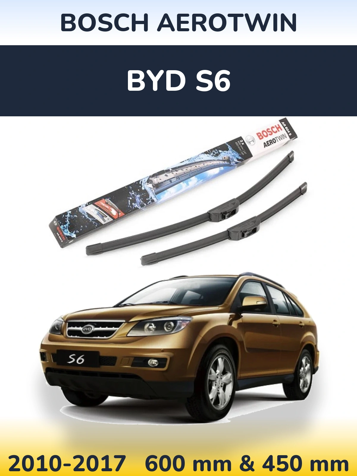 Комплект передніх щіток BOSCH AeroTwin 600 & 450 мм для BYD S6 2010-2017